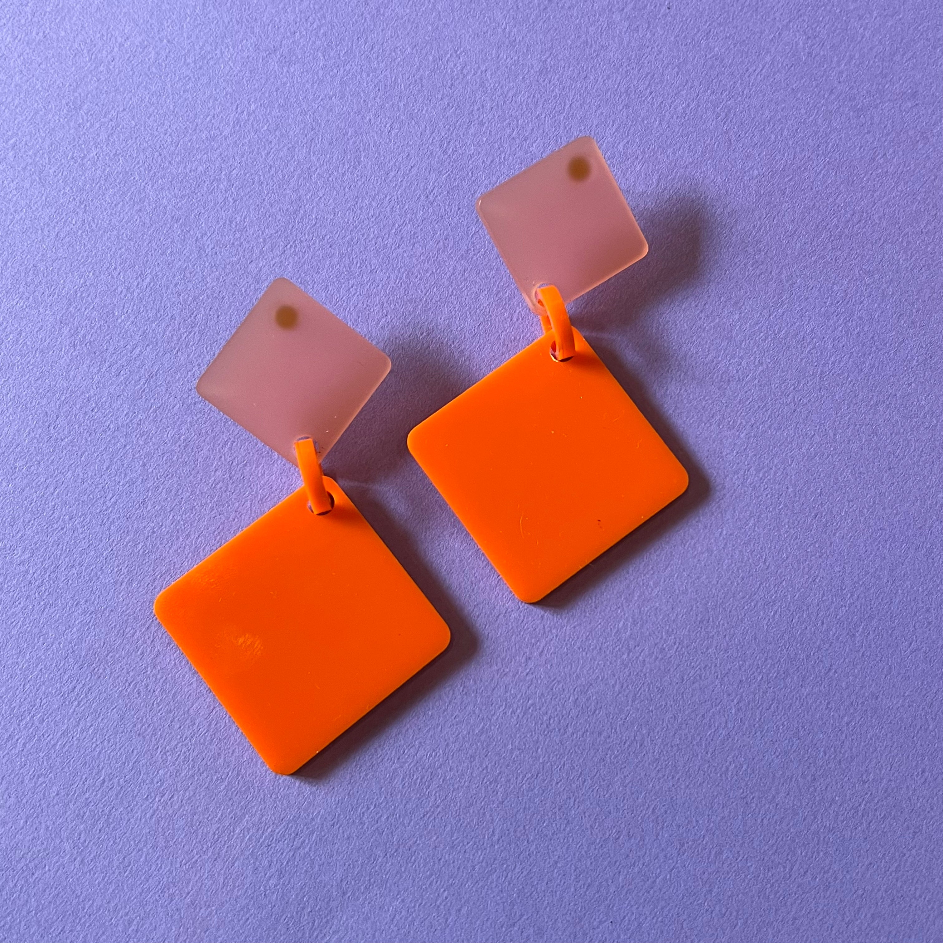 Diamond Drop Earrings - Orange by BOBBYK