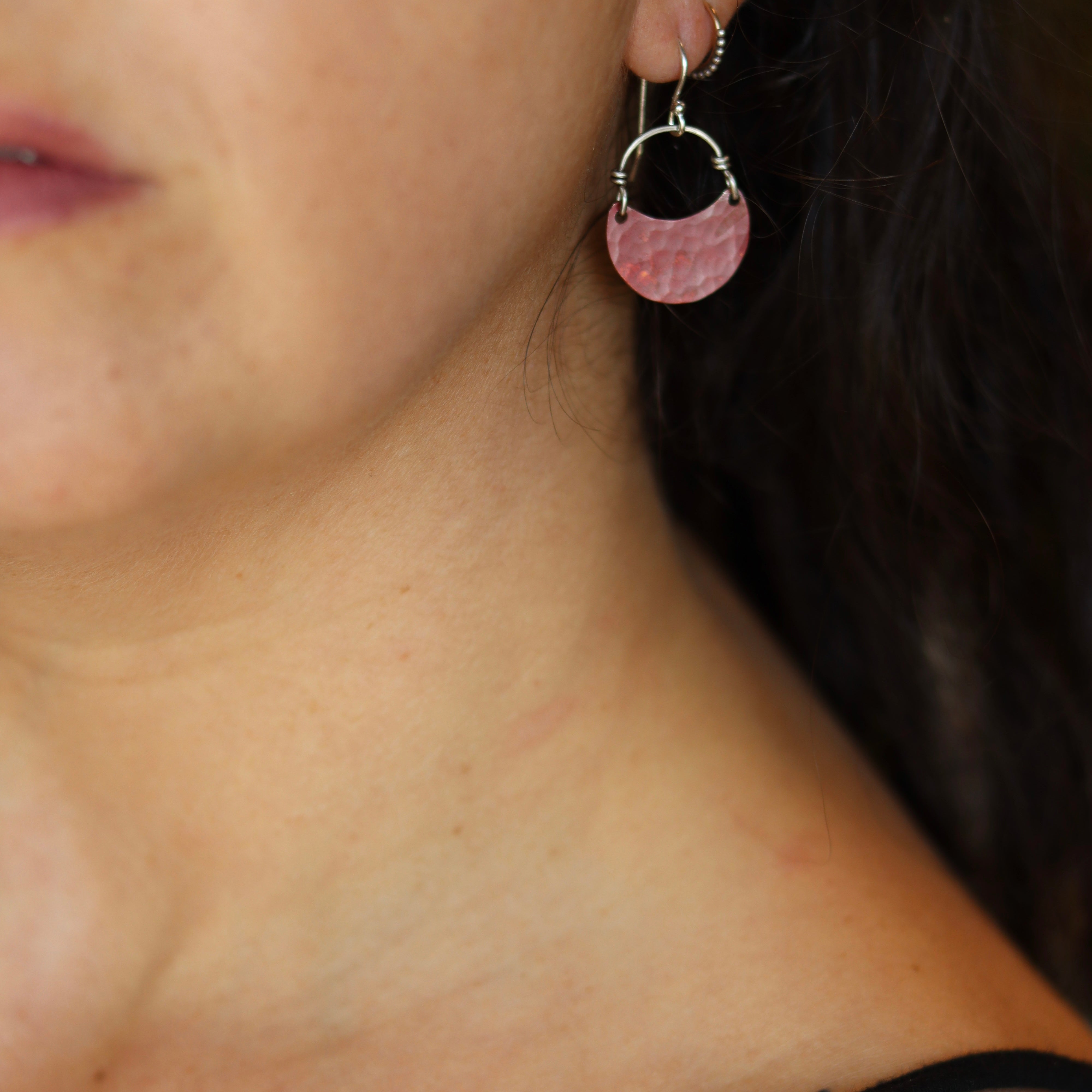 Copper Crescent Earrings