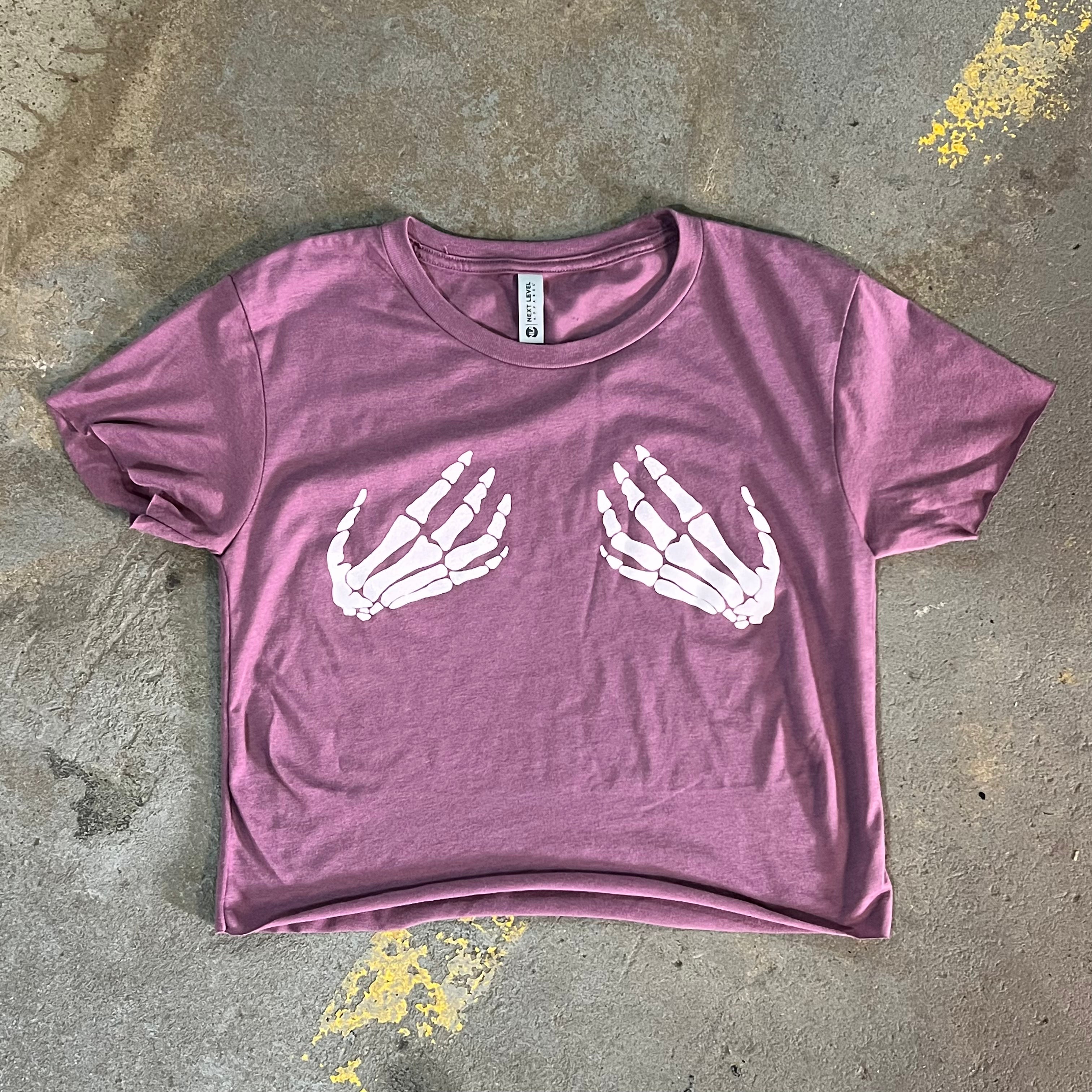 Skeleton Hands Crop Top - Burgundy by BOBBYK