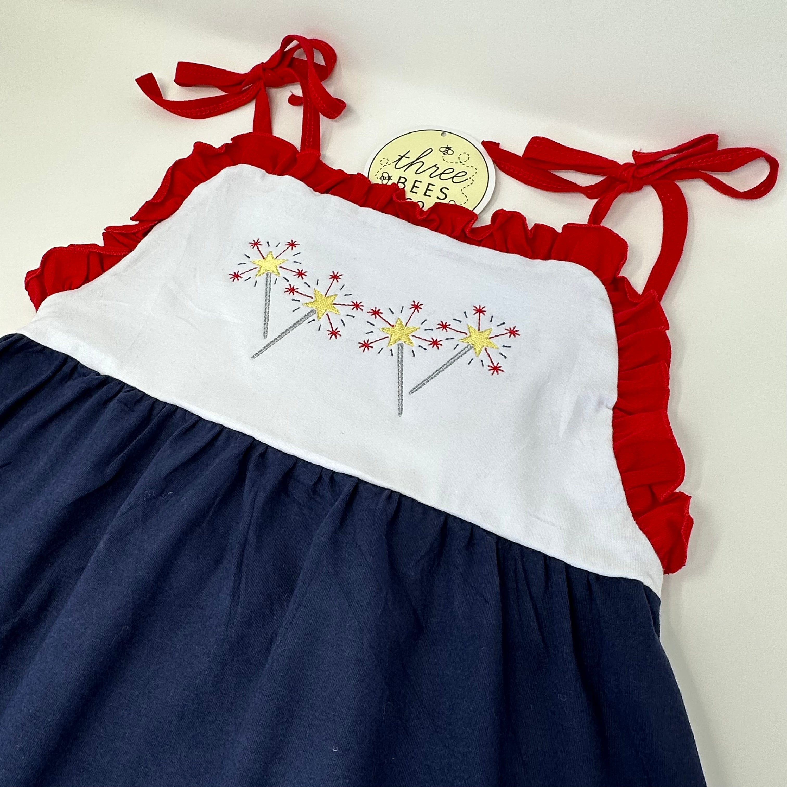 Red, White and Blue Tie Strap Dress