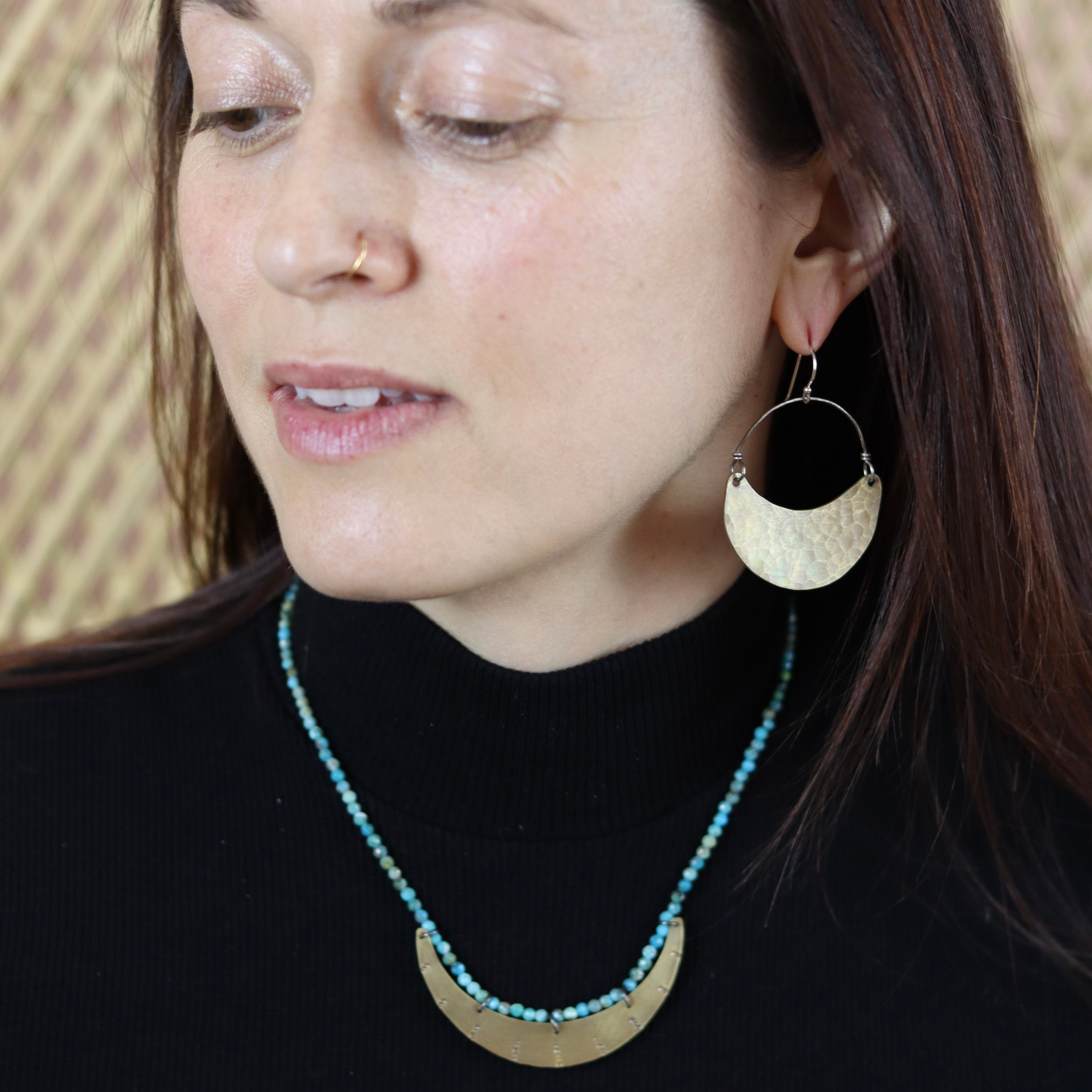 Brass Crescent Earrings