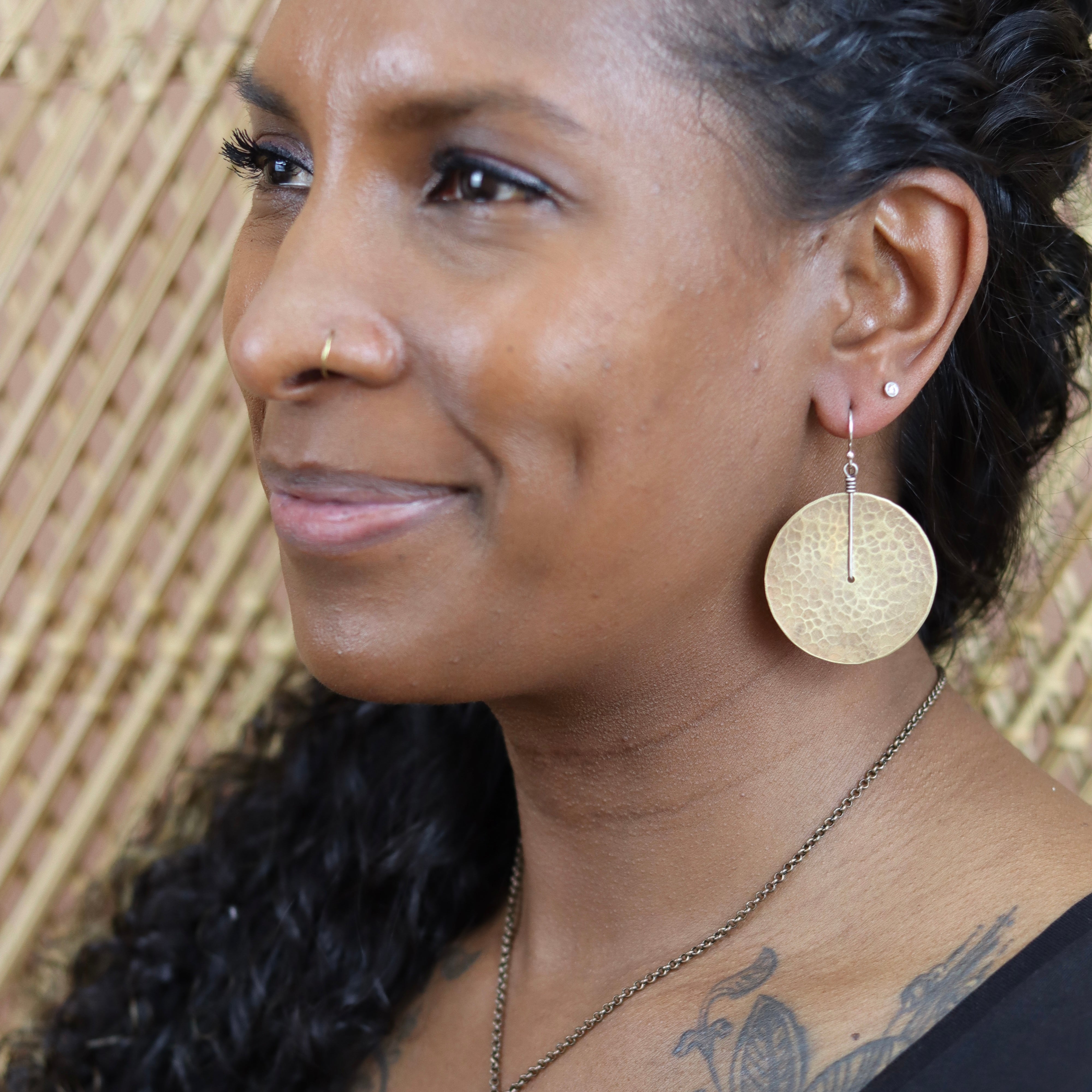 Brass Disc Earrings