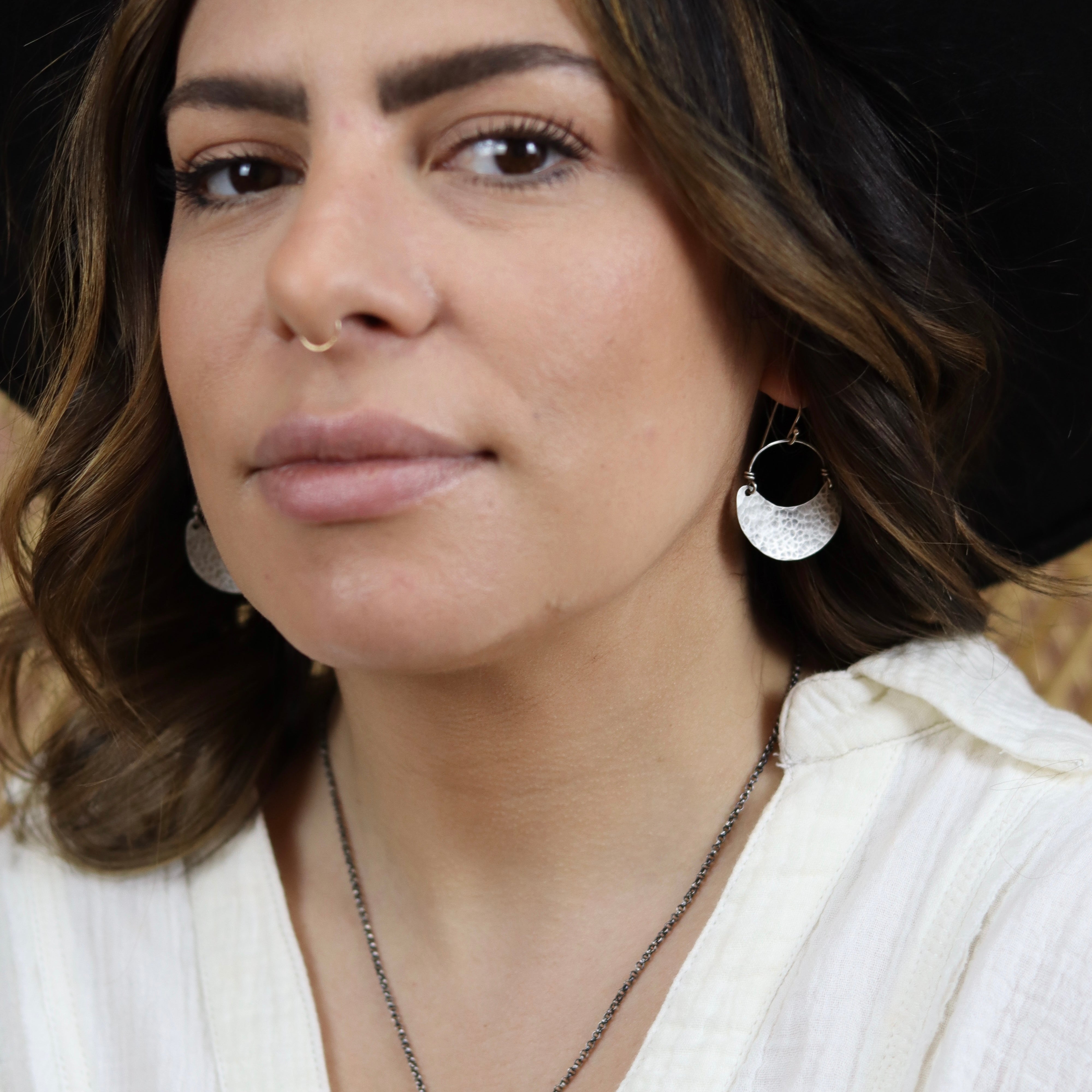 Silver Crescent Earrings