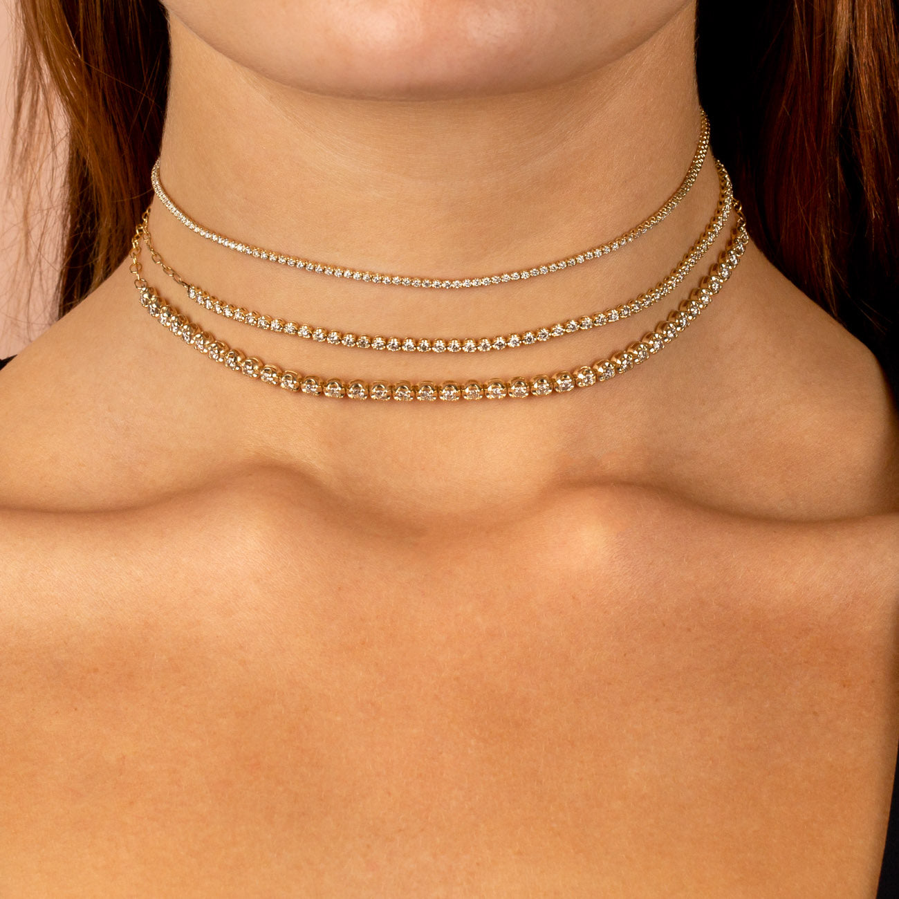  Cupcake Set Diamond Tennis Choker 14K - Adina's Jewels