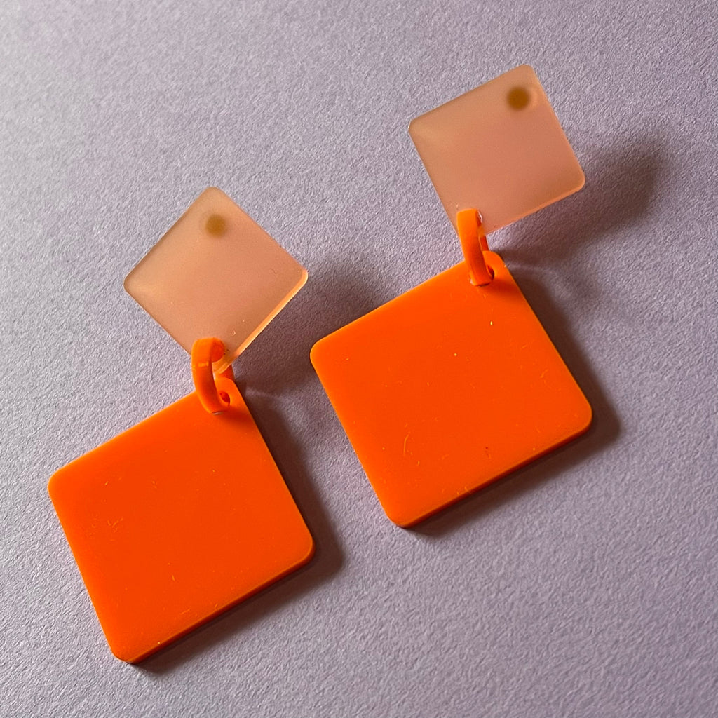Diamond Drop Earrings - Orange by BOBBYK