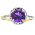 1.35ct Amethyst Diamond Ring 10KT Yellow Gold