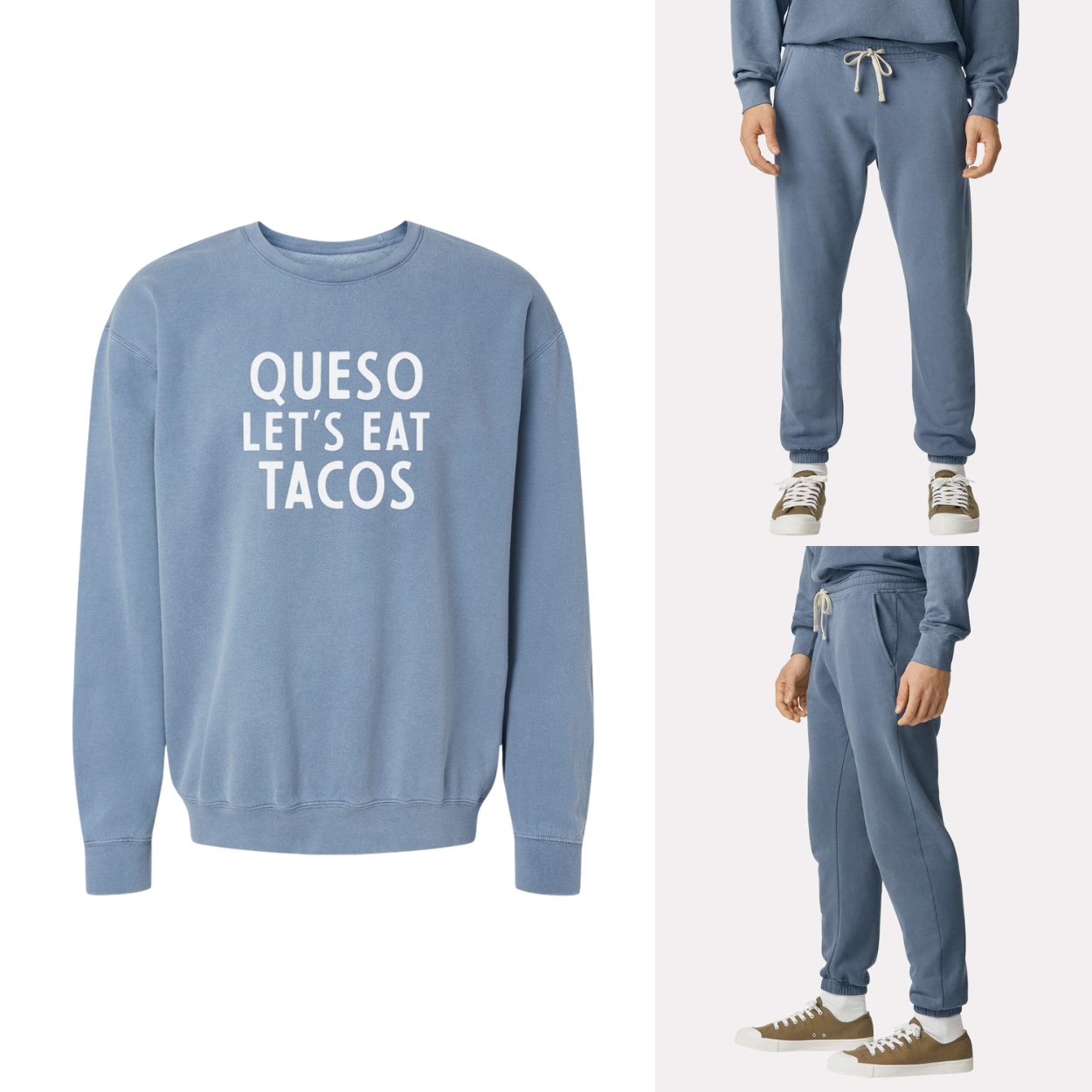 Queso Let's Eat Tacos Washed Sweatshirt