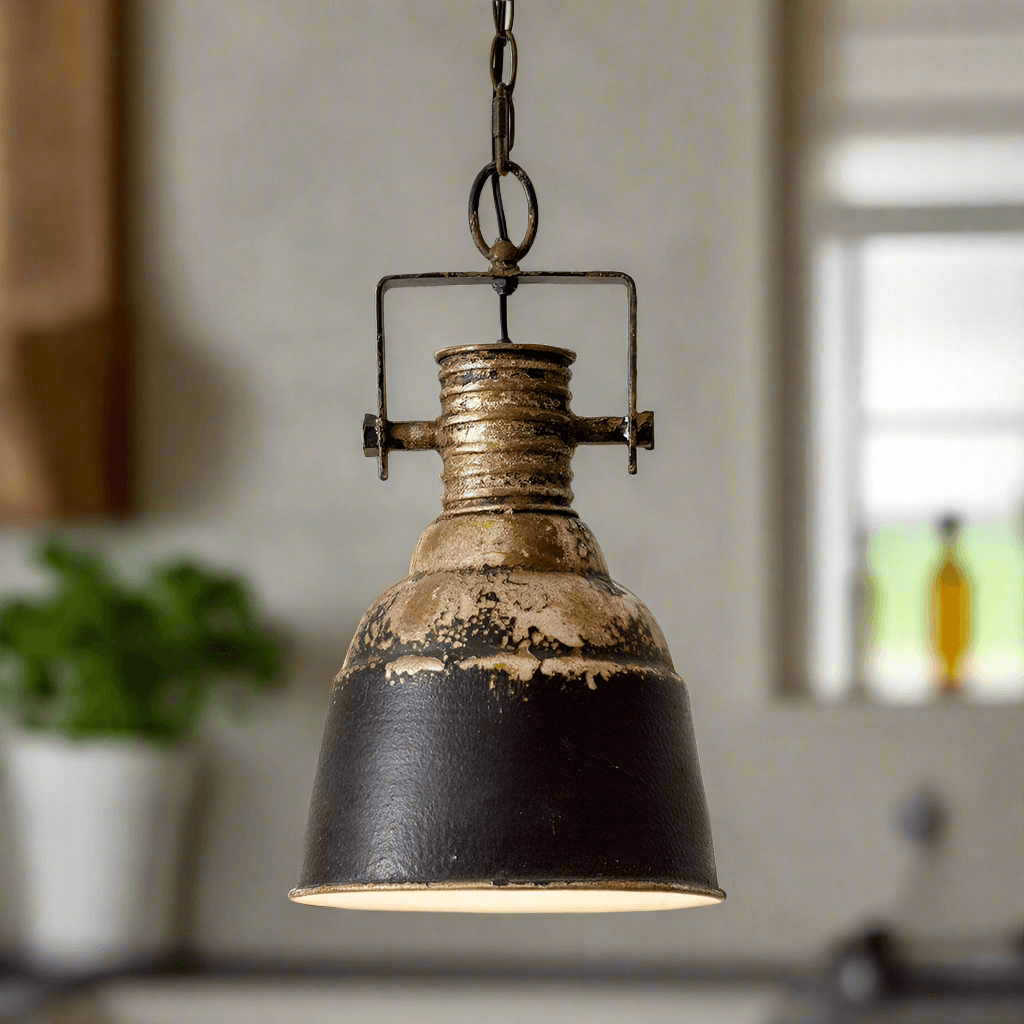 Industrial Chic Pendant Light in Distressed Metal