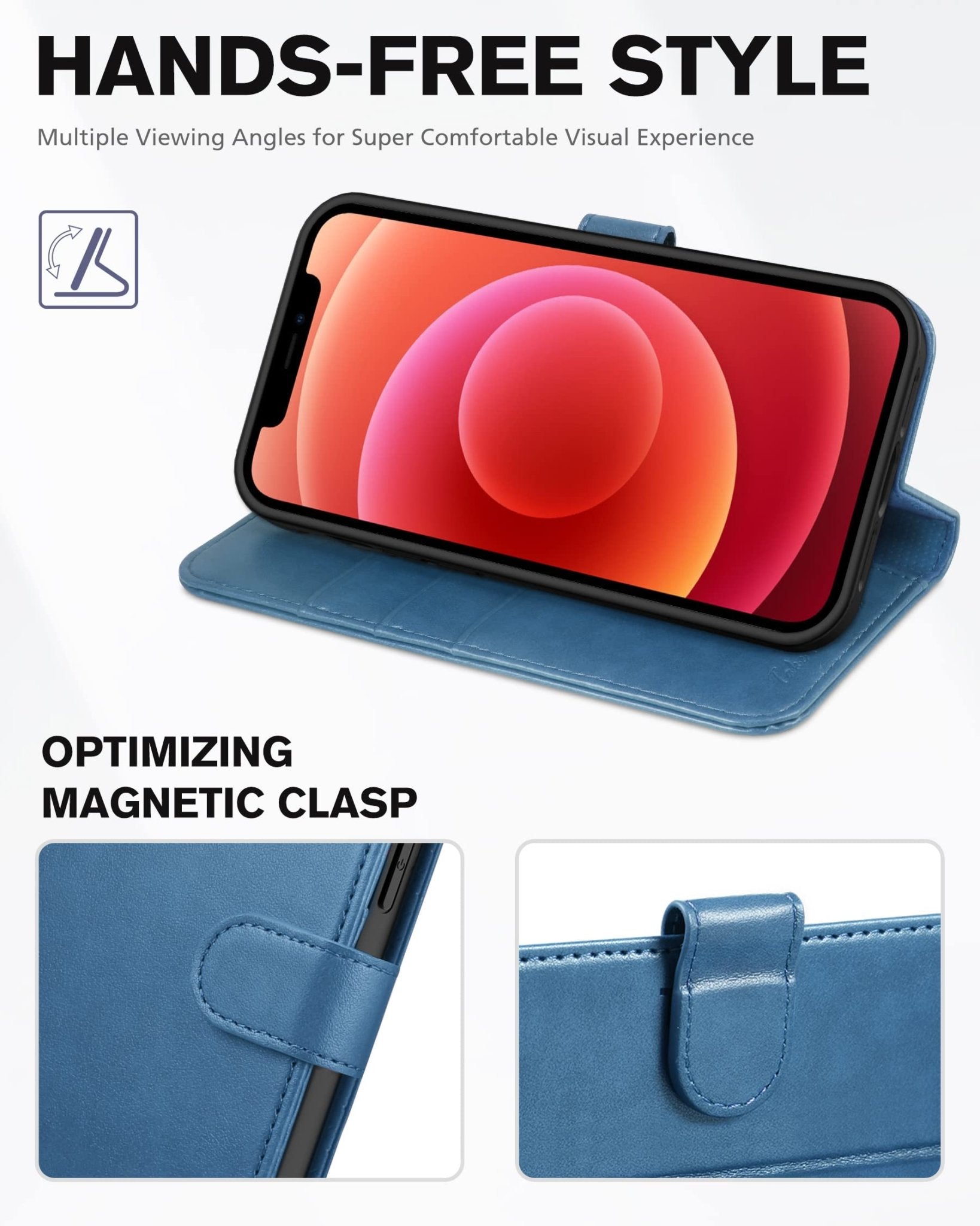 iPhone 12 /iPhone 12 Pro 5G, RFID Blocking Card Slot Stand [Shockproof TPU Interior Case] PU Leather Magnetic Protect Flip Cover Compatible with iPhone 12 Pro/12 6.1-inch, Black