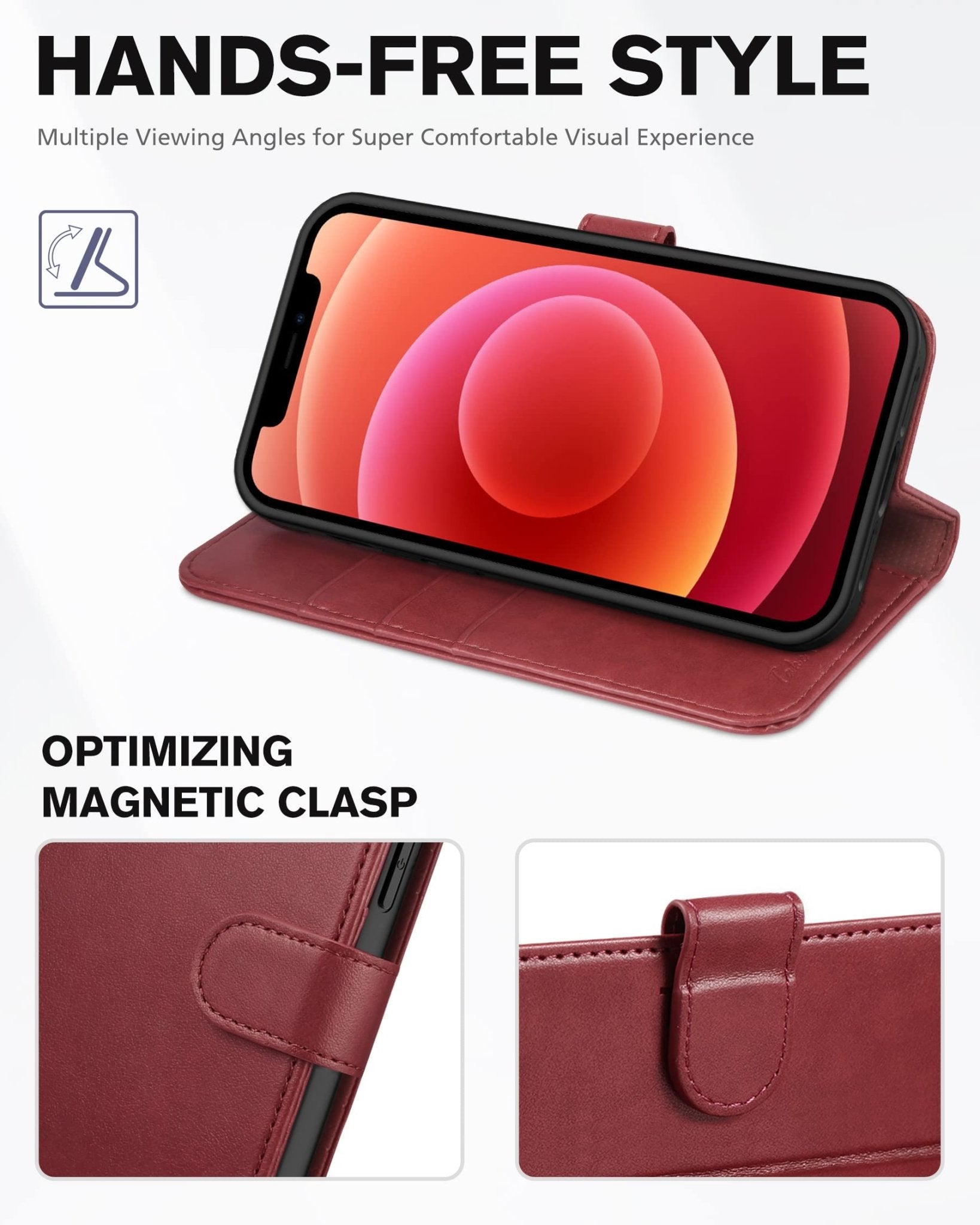 iPhone 12 /iPhone 12 Pro 5G, RFID Blocking Card Slot Stand [Shockproof TPU Interior Case] PU Leather Magnetic Protect Flip Cover Compatible with iPhone 12 Pro/12 6.1-inch, Black