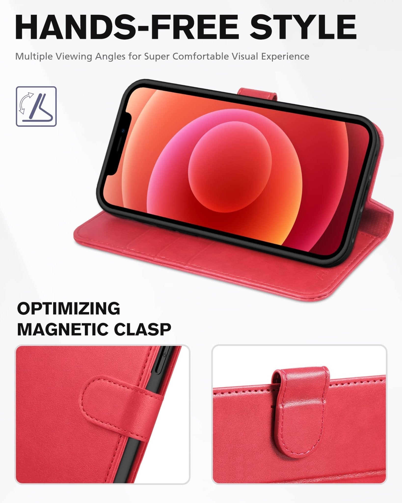 iPhone 12 /iPhone 12 Pro 5G, RFID Blocking Card Slot Stand [Shockproof TPU Interior Case] PU Leather Magnetic Protect Flip Cover Compatible with iPhone 12 Pro/12 6.1-inch, Black