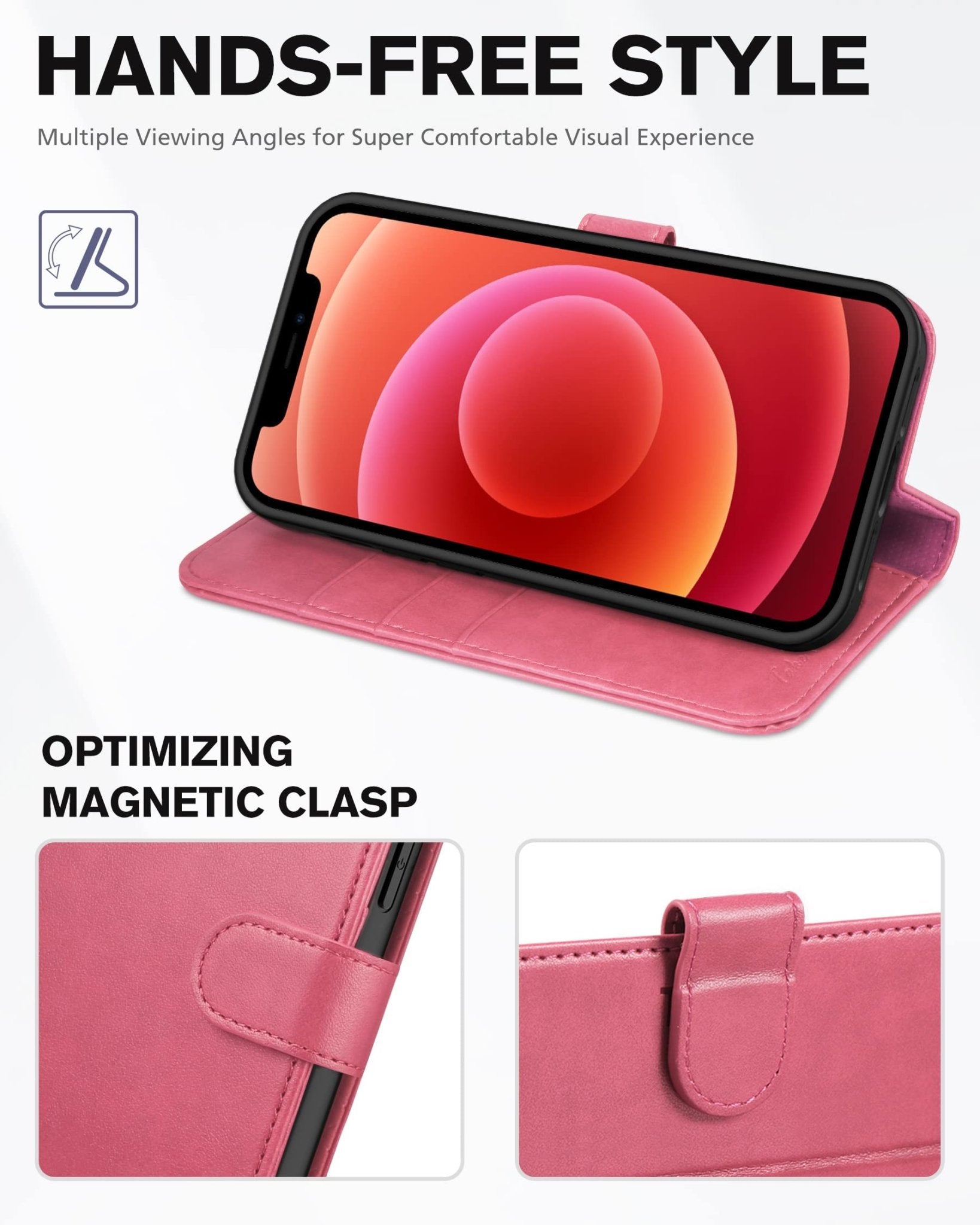 iPhone 12 /iPhone 12 Pro 5G, RFID Blocking Card Slot Stand [Shockproof TPU Interior Case] PU Leather Magnetic Protect Flip Cover Compatible with iPhone 12 Pro/12 6.1-inch, Black