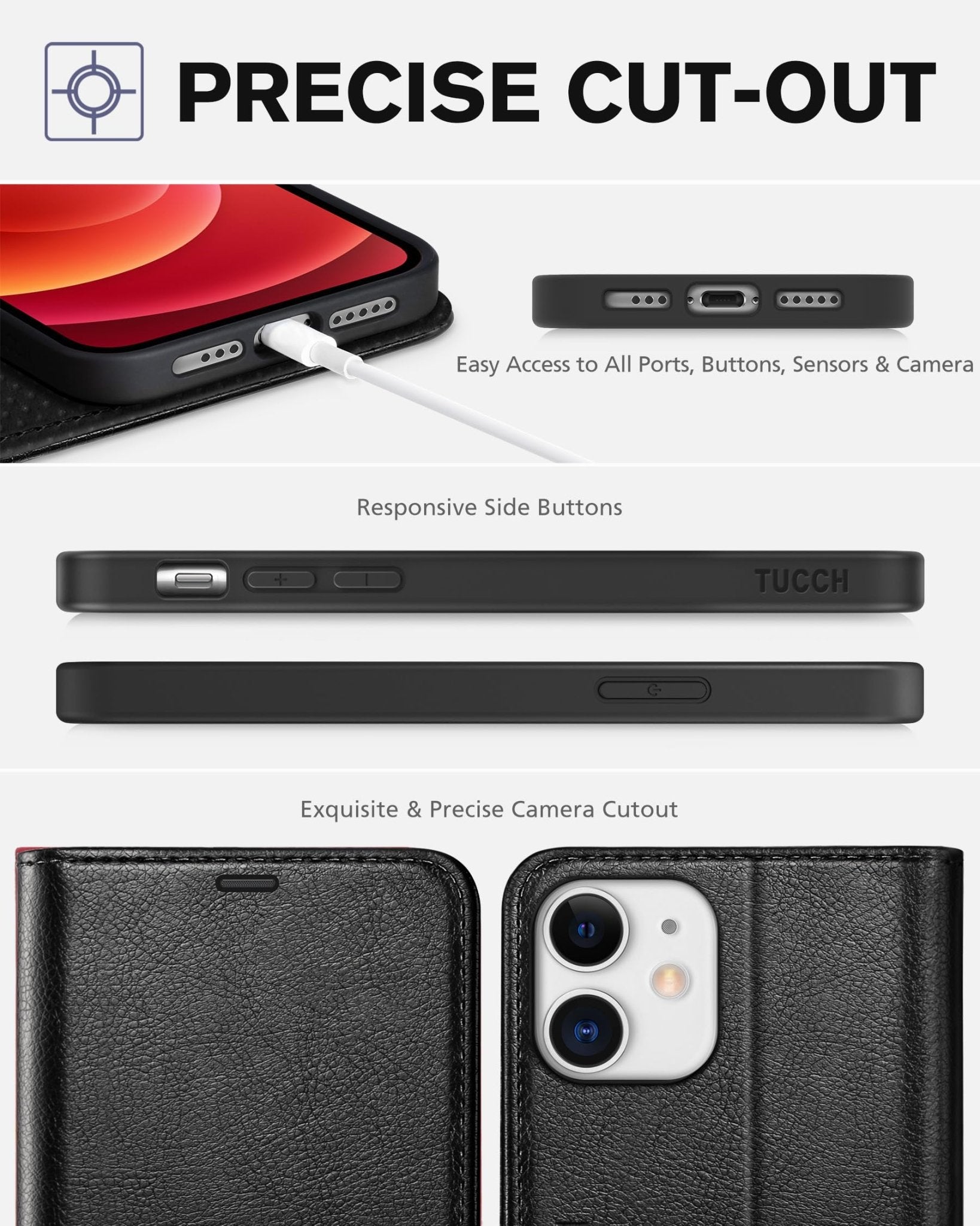 iPhone 12 /iPhone 12 Pro 5G, RFID Blocking Card Slot Stand [Shockproof TPU Interior Case] PU Leather Magnetic Protect Flip Cover Compatible with iPhone 12 Pro/12 6.1-inch, Black