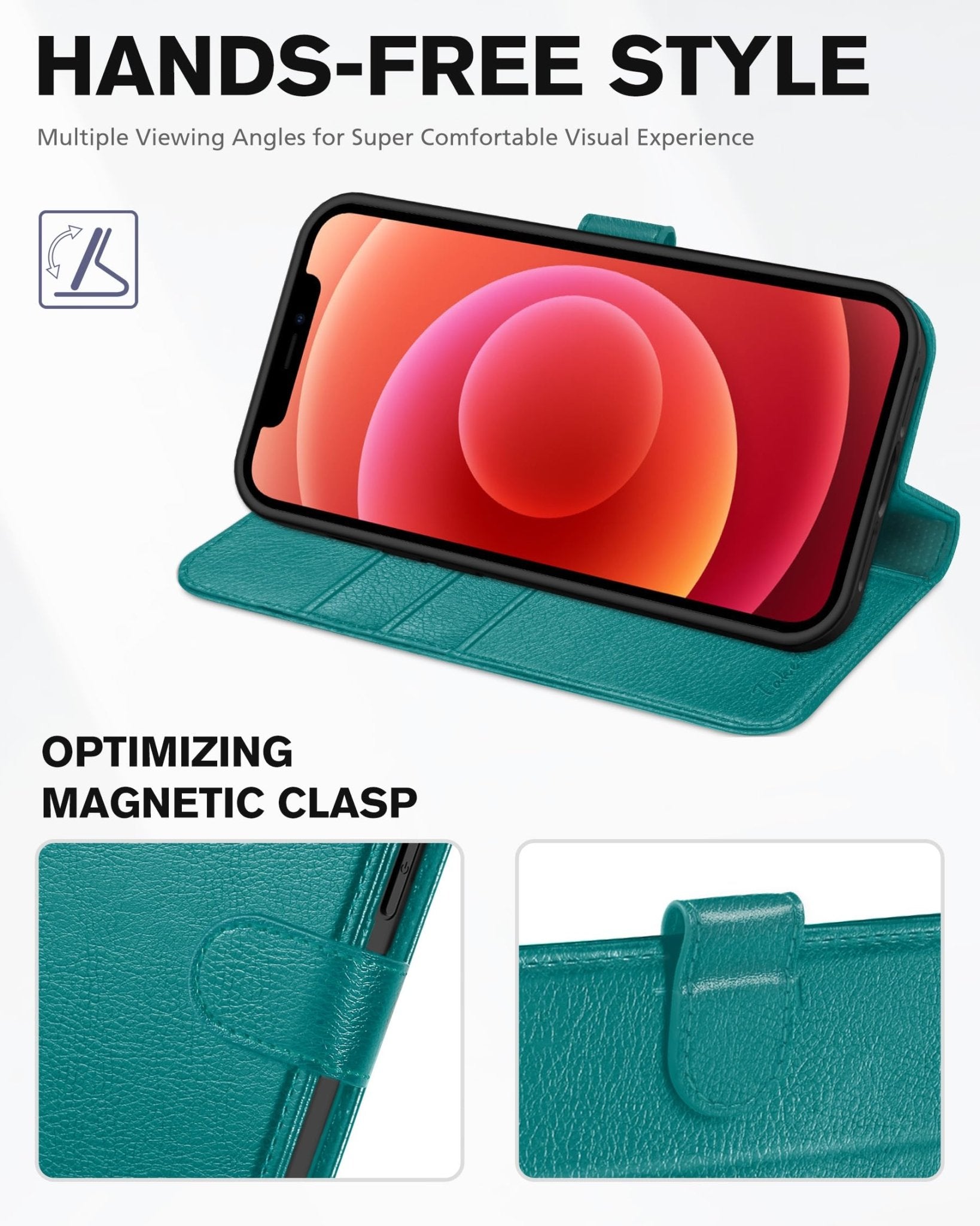 iPhone 12 /iPhone 12 Pro 5G, RFID Blocking Card Slot Stand [Shockproof TPU Interior Case] PU Leather Magnetic Protect Flip Cover Compatible with iPhone 12 Pro/12 6.1-inch, Black