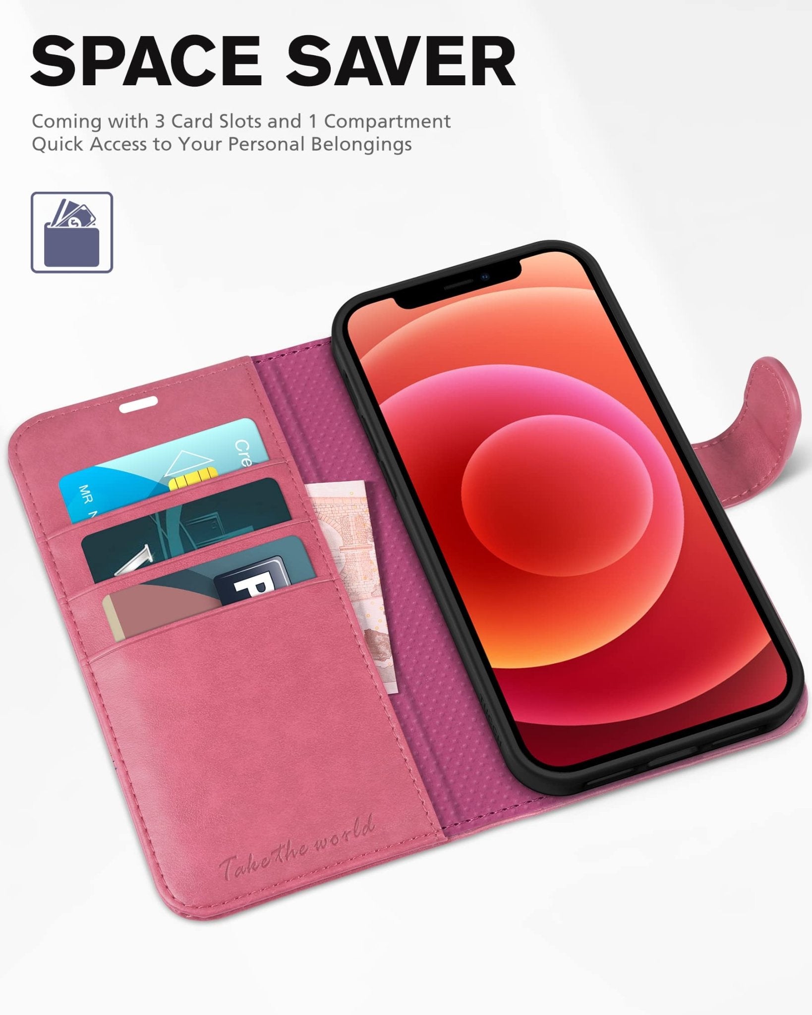 iPhone 12 /iPhone 12 Pro 5G, RFID Blocking Card Slot Stand [Shockproof TPU Interior Case] PU Leather Magnetic Protect Flip Cover Compatible with iPhone 12 Pro/12 6.1-inch, Black