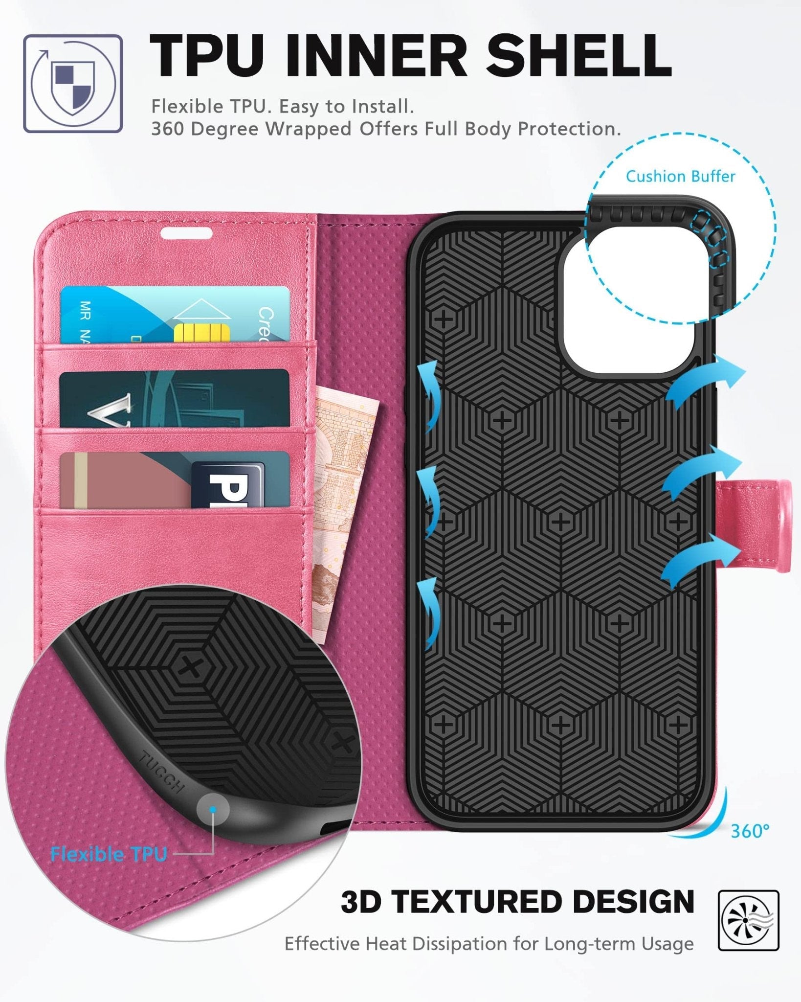 iPhone 12 /iPhone 12 Pro 5G, RFID Blocking Card Slot Stand [Shockproof TPU Interior Case] PU Leather Magnetic Protect Flip Cover Compatible with iPhone 12 Pro/12 6.1-inch, Black