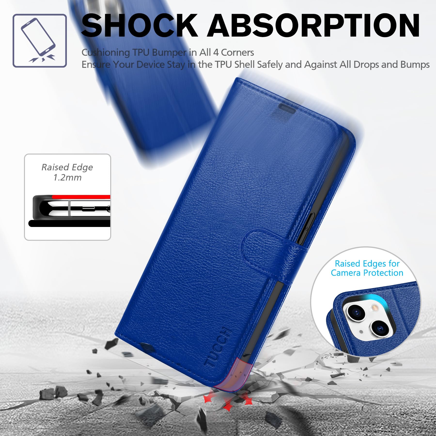 iPhone 13 6.1-inch 5G, [RFID Blocking] Card Slots Holder Stand [Shockproof TPU Interior Case] PU Leather Magnetic Protective Flip Cover Compatible with iPhone 13, Plum Purple