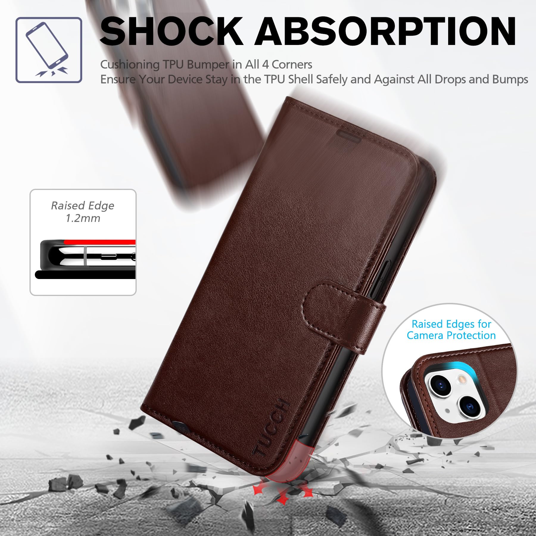 iPhone 13 6.1-inch 5G, [RFID Blocking] Card Slots Holder Stand [Shockproof TPU Interior Case] PU Leather Magnetic Protective Flip Cover Compatible with iPhone 13, Plum Purple