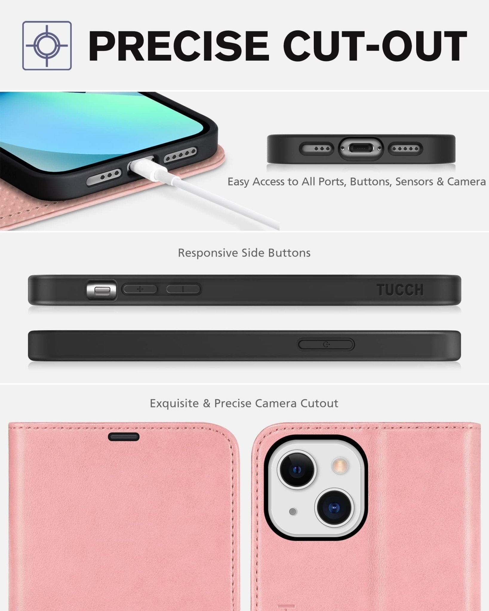 iPhone 13 6.1-inch 5G, [RFID Blocking] Card Slots Holder Stand [Shockproof TPU Interior Case] PU Leather Magnetic Protective Flip Cover Compatible with iPhone 13, Plum Purple