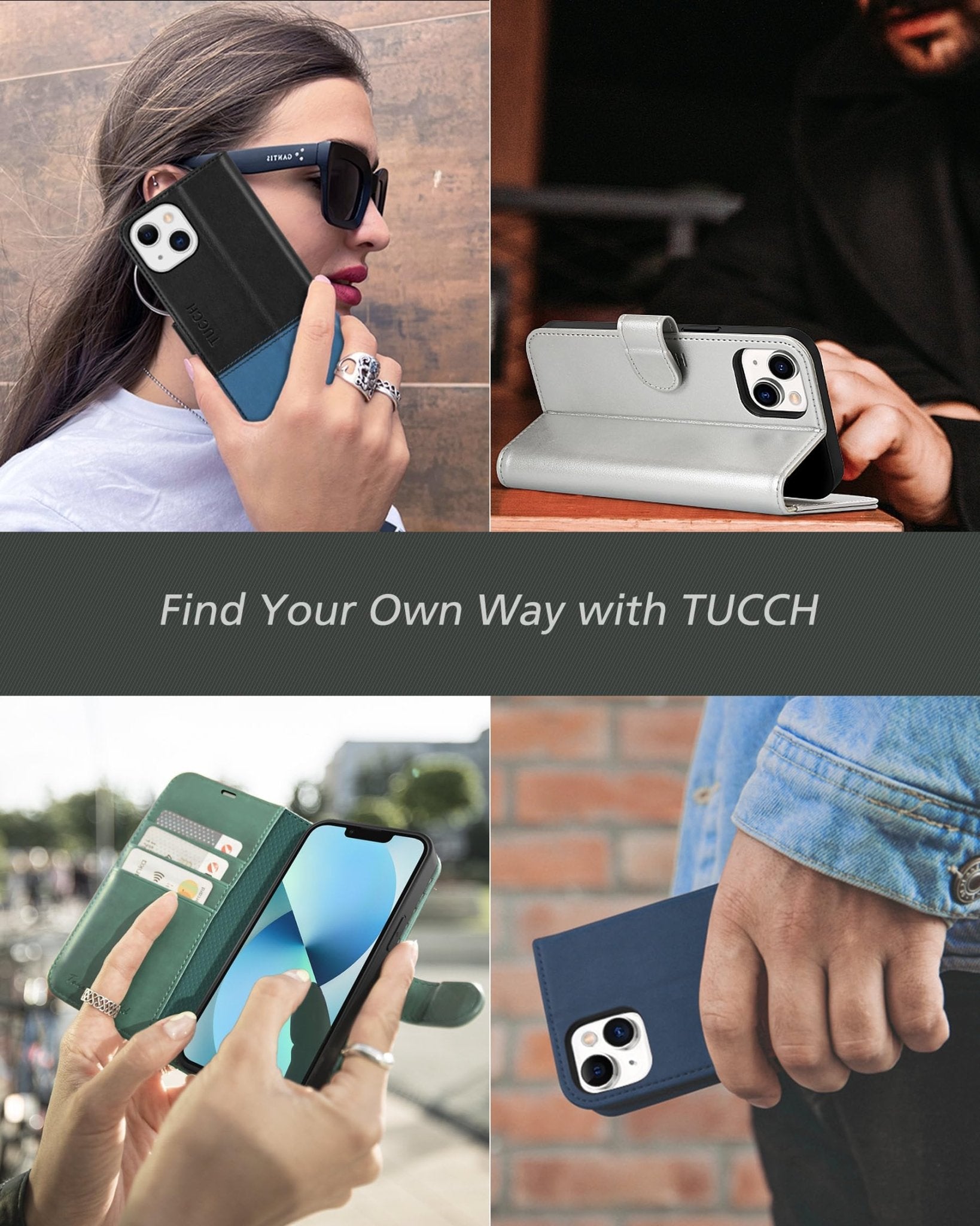 iPhone 13 6.1-inch 5G, [RFID Blocking] Card Slots Holder Stand [Shockproof TPU Interior Case] PU Leather Magnetic Protective Flip Cover Compatible with iPhone 13, Plum Purple