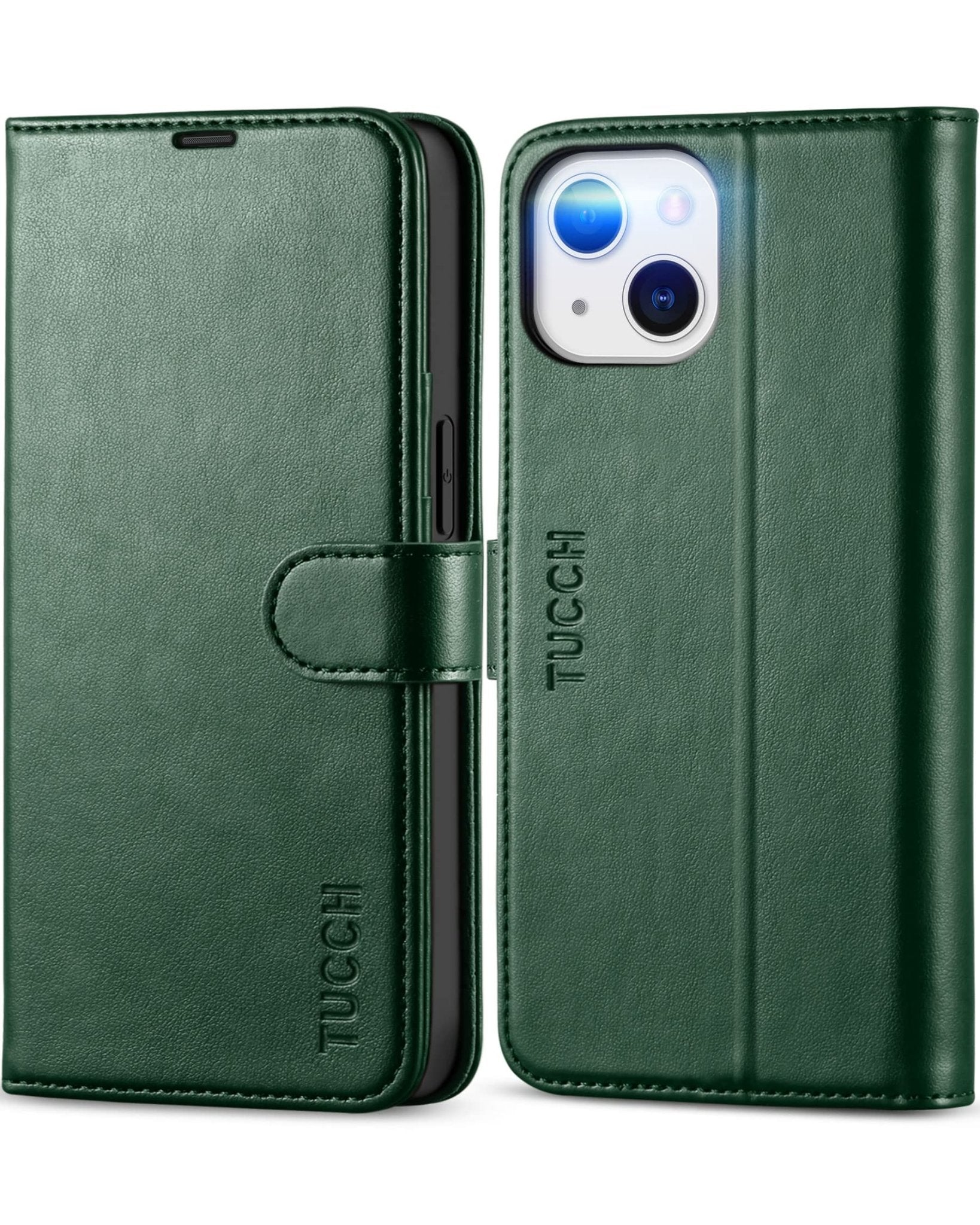 iPhone 13 6.1-inch 5G, [RFID Blocking] Card Slots Holder Stand [Shockproof TPU Interior Case] PU Leather Magnetic Protective Flip Cover Compatible with iPhone 13, Plum Purple