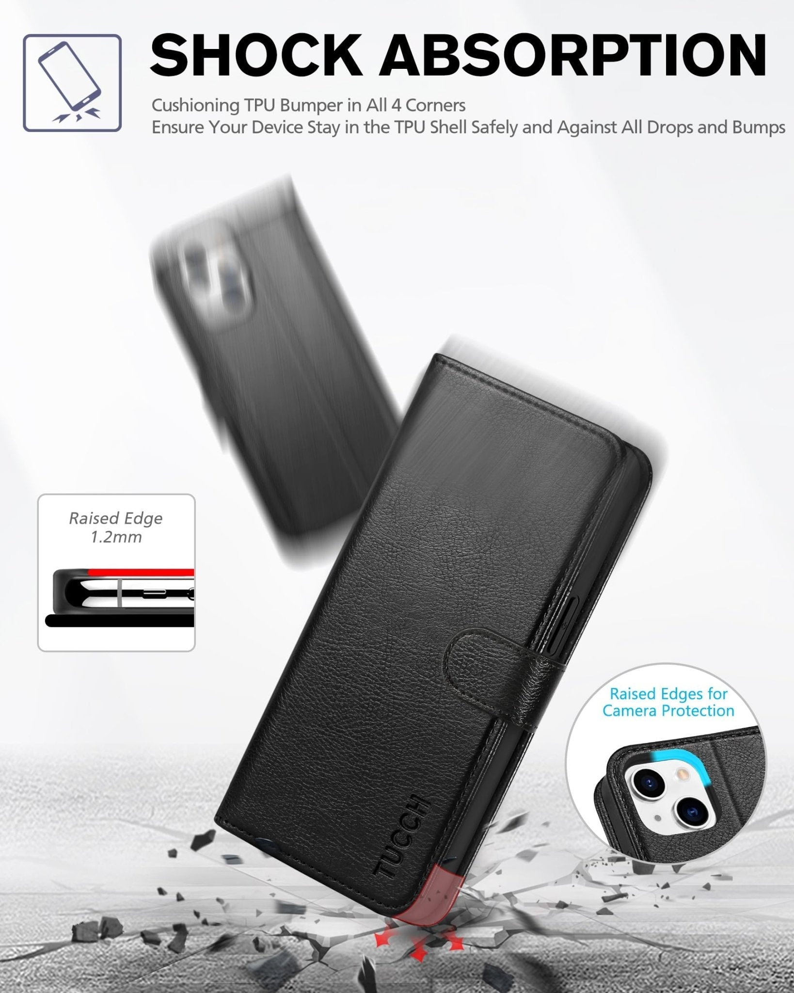 iPhone 13 6.1-inch 5G, [RFID Blocking] Card Slots Holder Stand [Shockproof TPU Interior Case] PU Leather Magnetic Protective Flip Cover Compatible with iPhone 13, Plum Purple