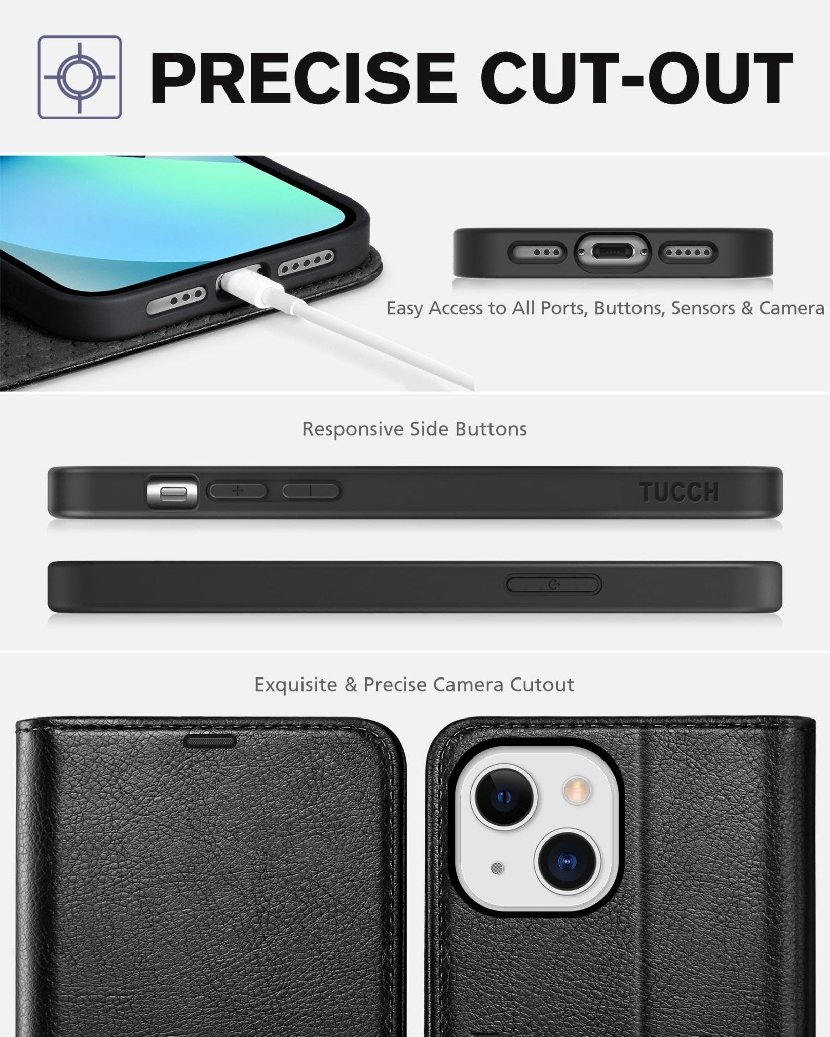 iPhone 13 6.1-inch 5G, [RFID Blocking] Card Slots Holder Stand [Shockproof TPU Interior Case] PU Leather Magnetic Protective Flip Cover Compatible with iPhone 13, Plum Purple