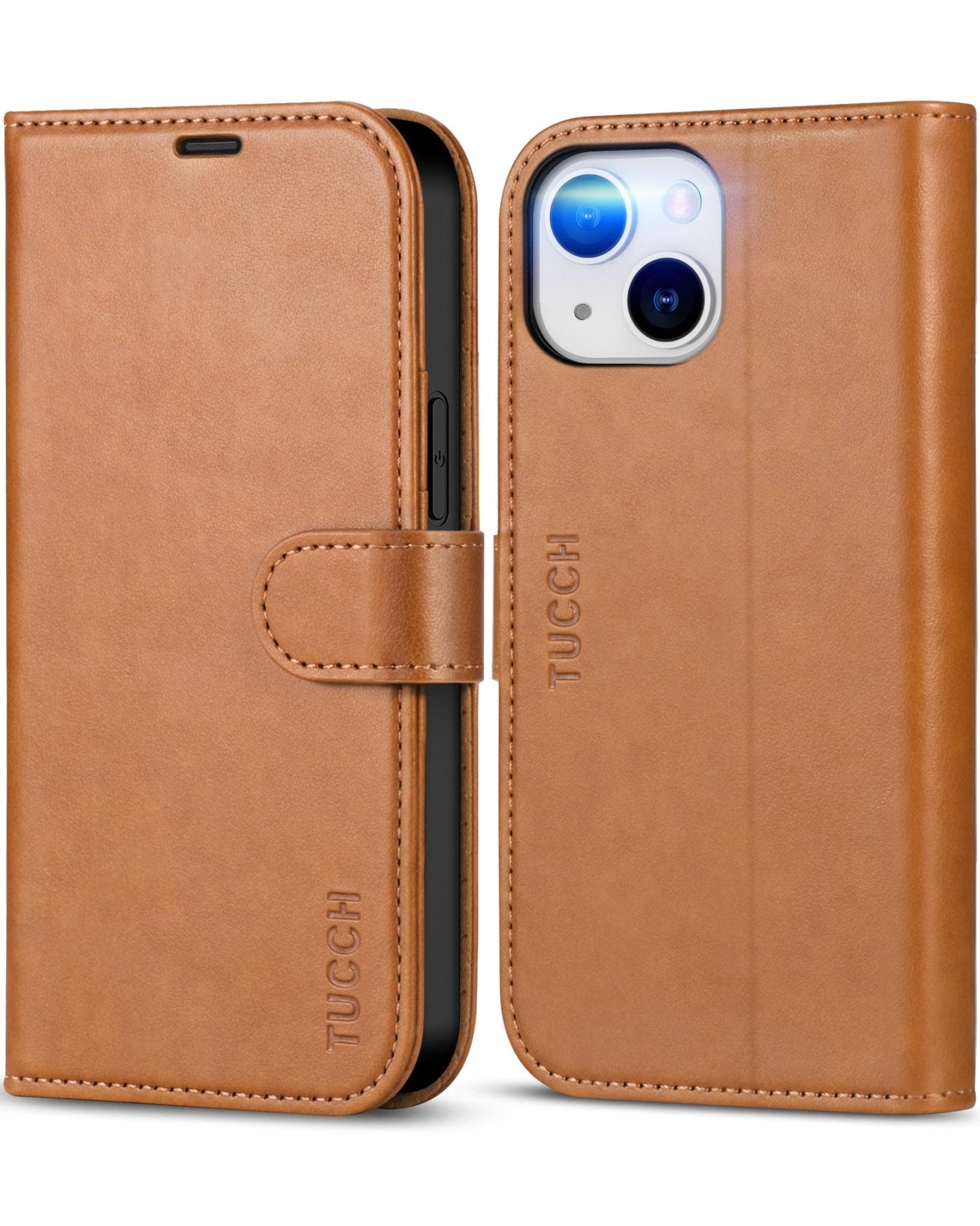 iPhone 13 6.1-inch 5G, [RFID Blocking] Card Slots Holder Stand [Shockproof TPU Interior Case] PU Leather Magnetic Protective Flip Cover Compatible with iPhone 13, Plum Purple