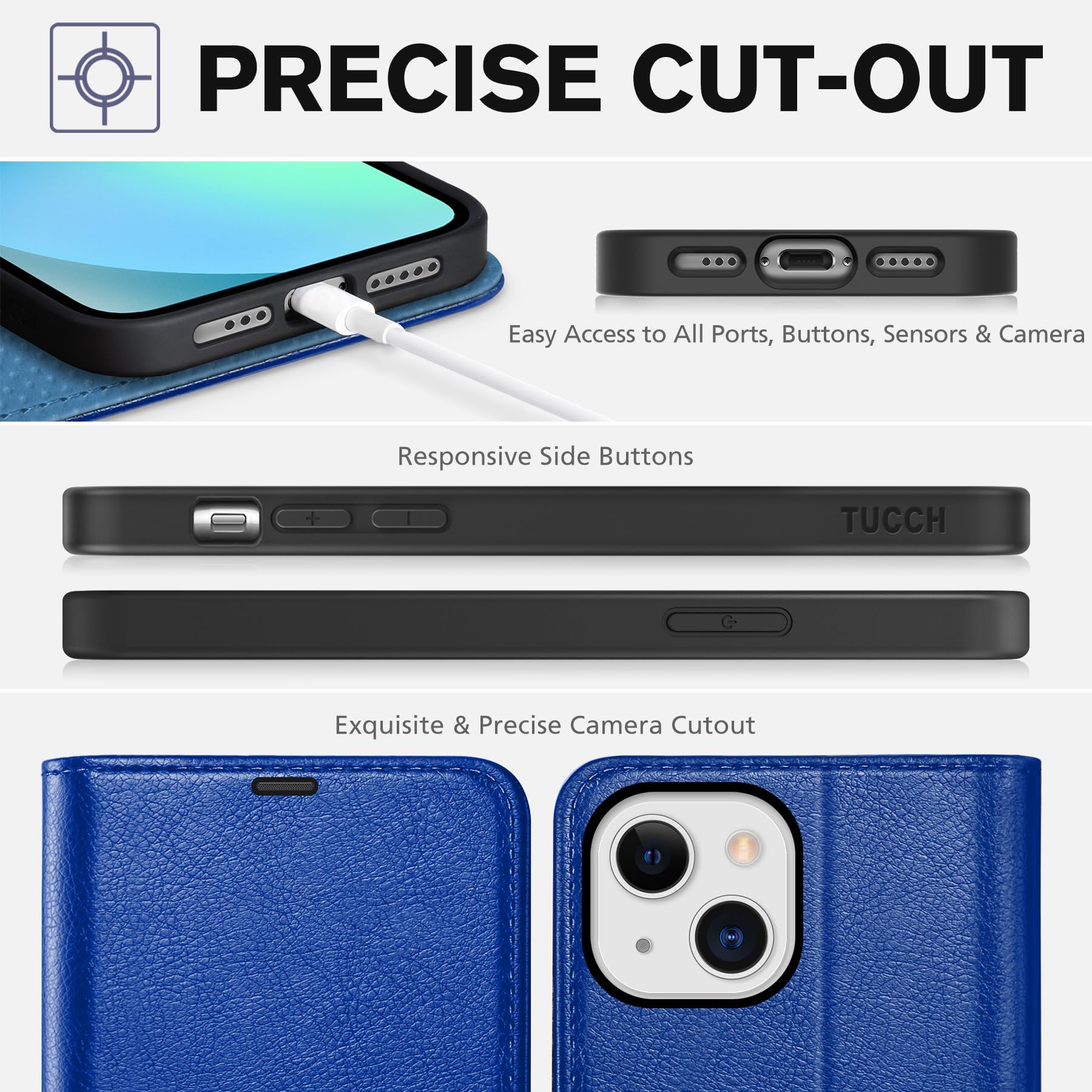 iPhone 13 6.1-inch 5G, [RFID Blocking] Card Slots Holder Stand [Shockproof TPU Interior Case] PU Leather Magnetic Protective Flip Cover Compatible with iPhone 13, Plum Purple