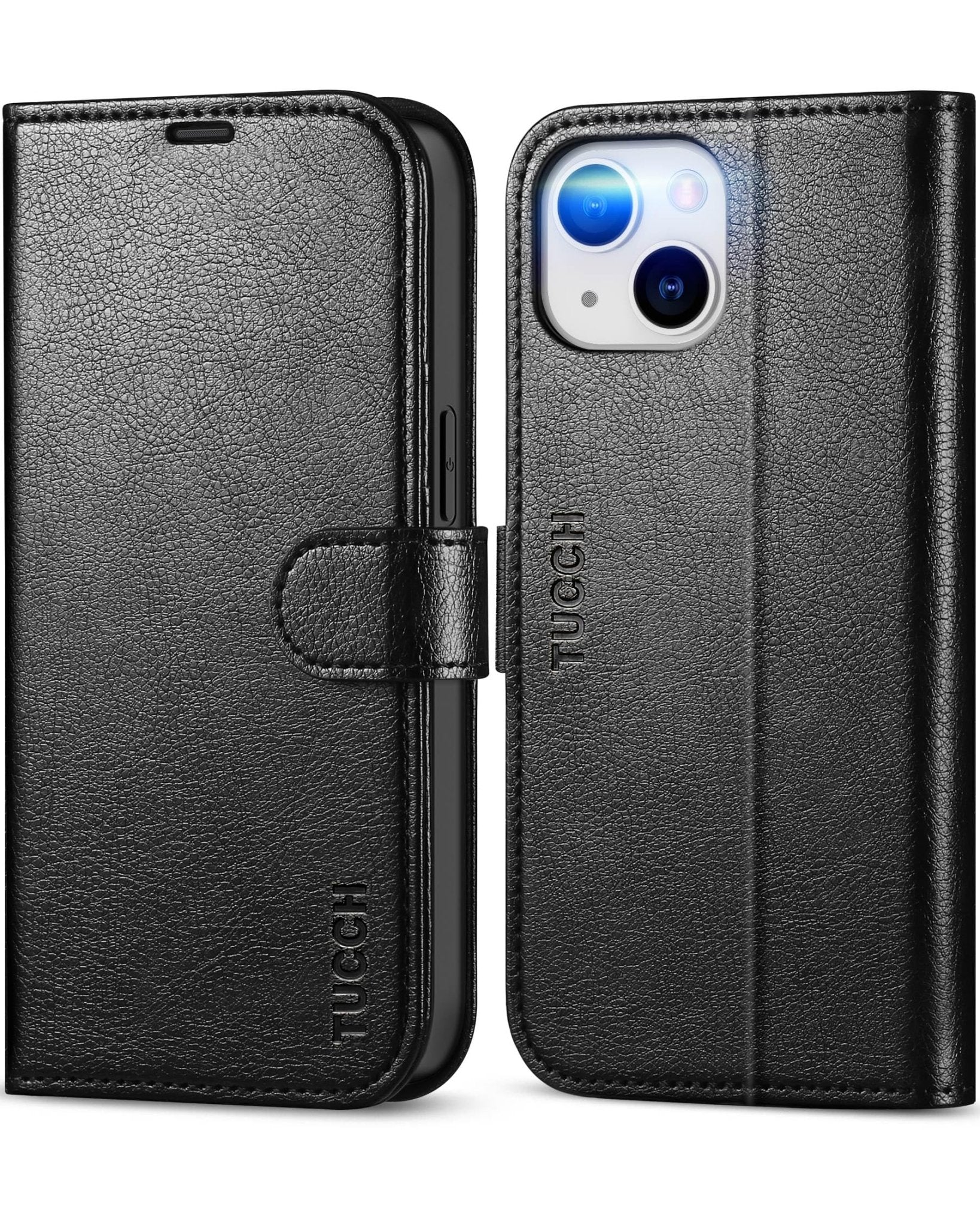 iPhone 13 6.1-inch 5G, [RFID Blocking] Card Slots Holder Stand [Shockproof TPU Interior Case] PU Leather Magnetic Protective Flip Cover Compatible with iPhone 13, Plum Purple