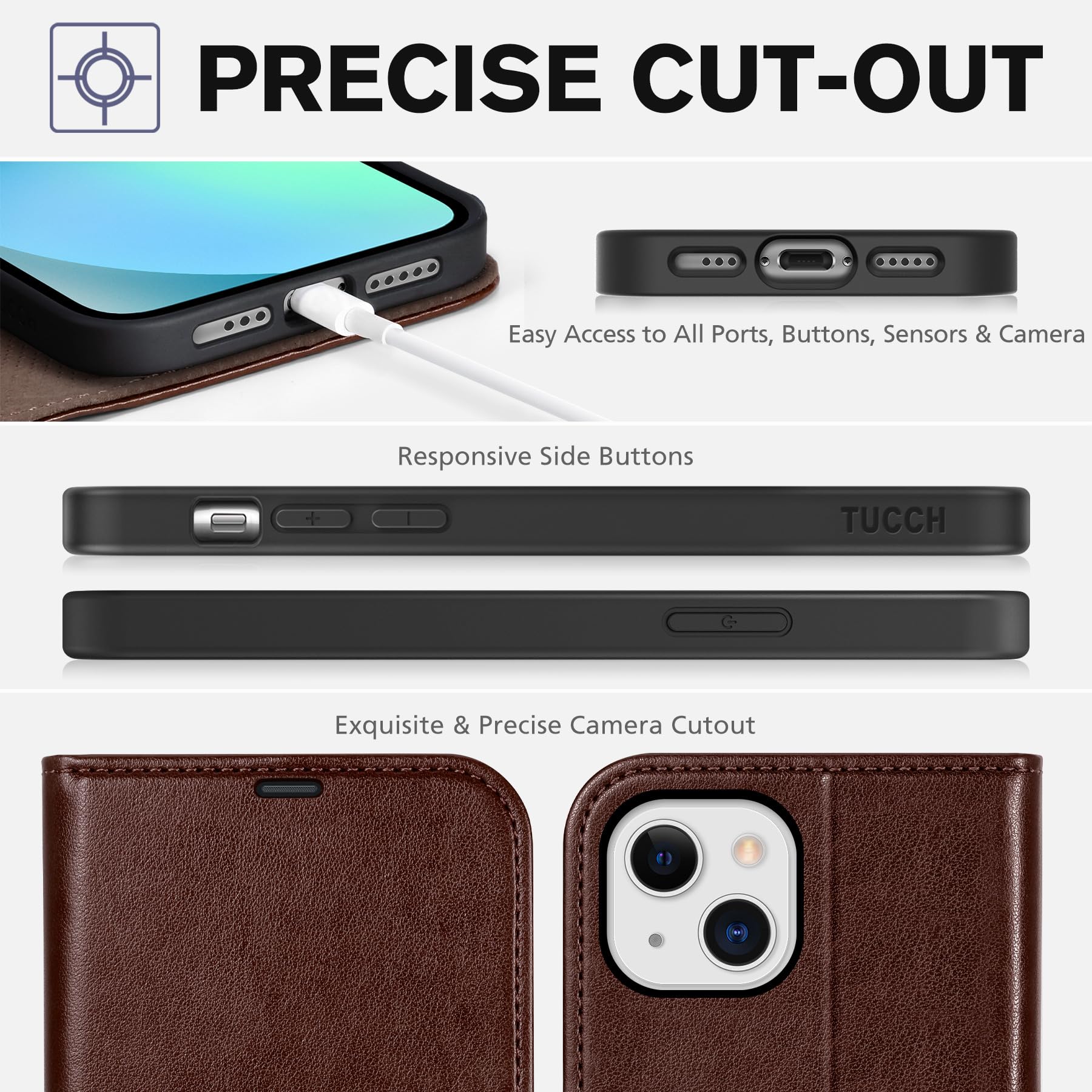 iPhone 13 6.1-inch 5G, [RFID Blocking] Card Slots Holder Stand [Shockproof TPU Interior Case] PU Leather Magnetic Protective Flip Cover Compatible with iPhone 13, Plum Purple