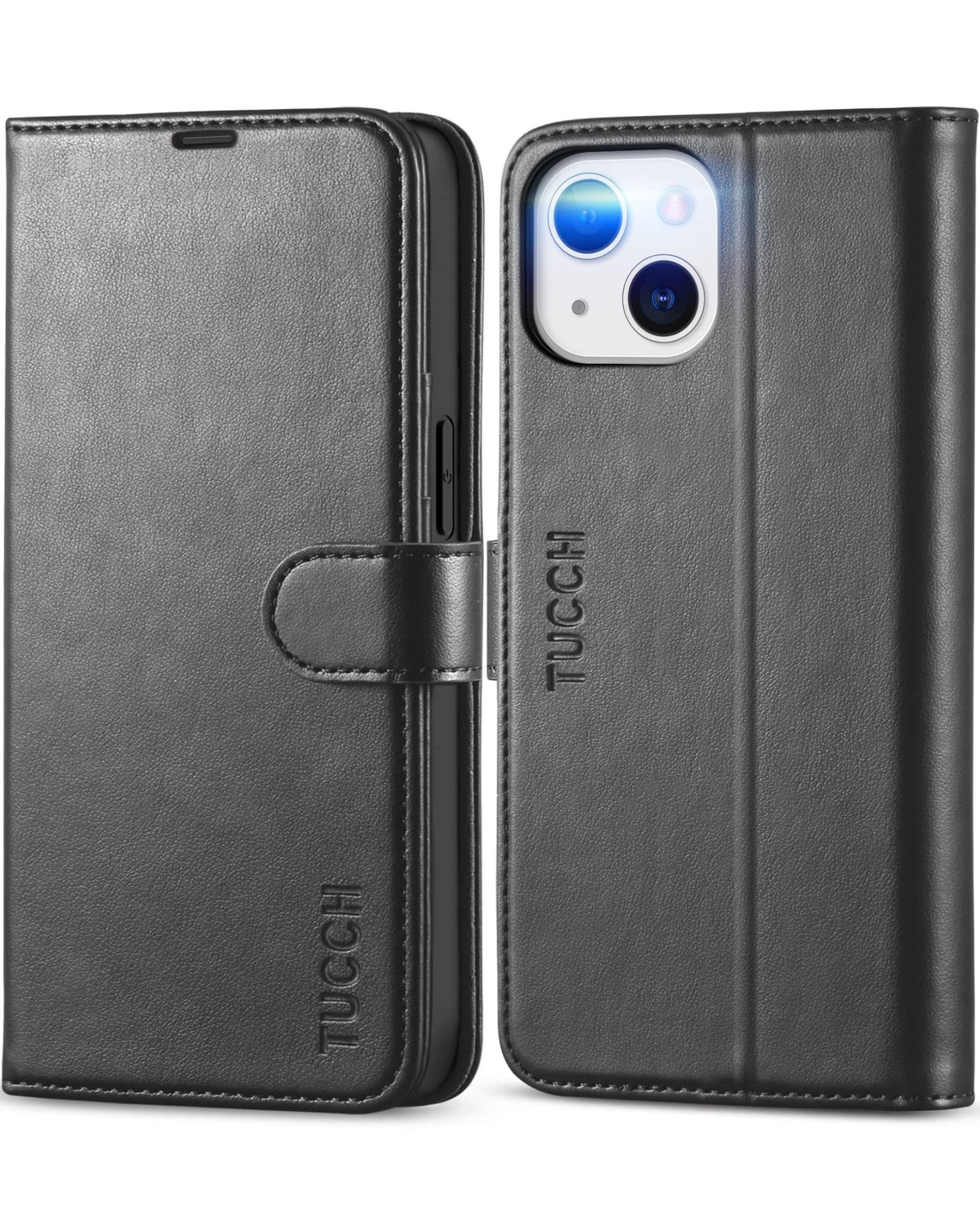 iPhone 13 6.1-inch 5G, [RFID Blocking] Card Slots Holder Stand [Shockproof TPU Interior Case] PU Leather Magnetic Protective Flip Cover Compatible with iPhone 13, Plum Purple