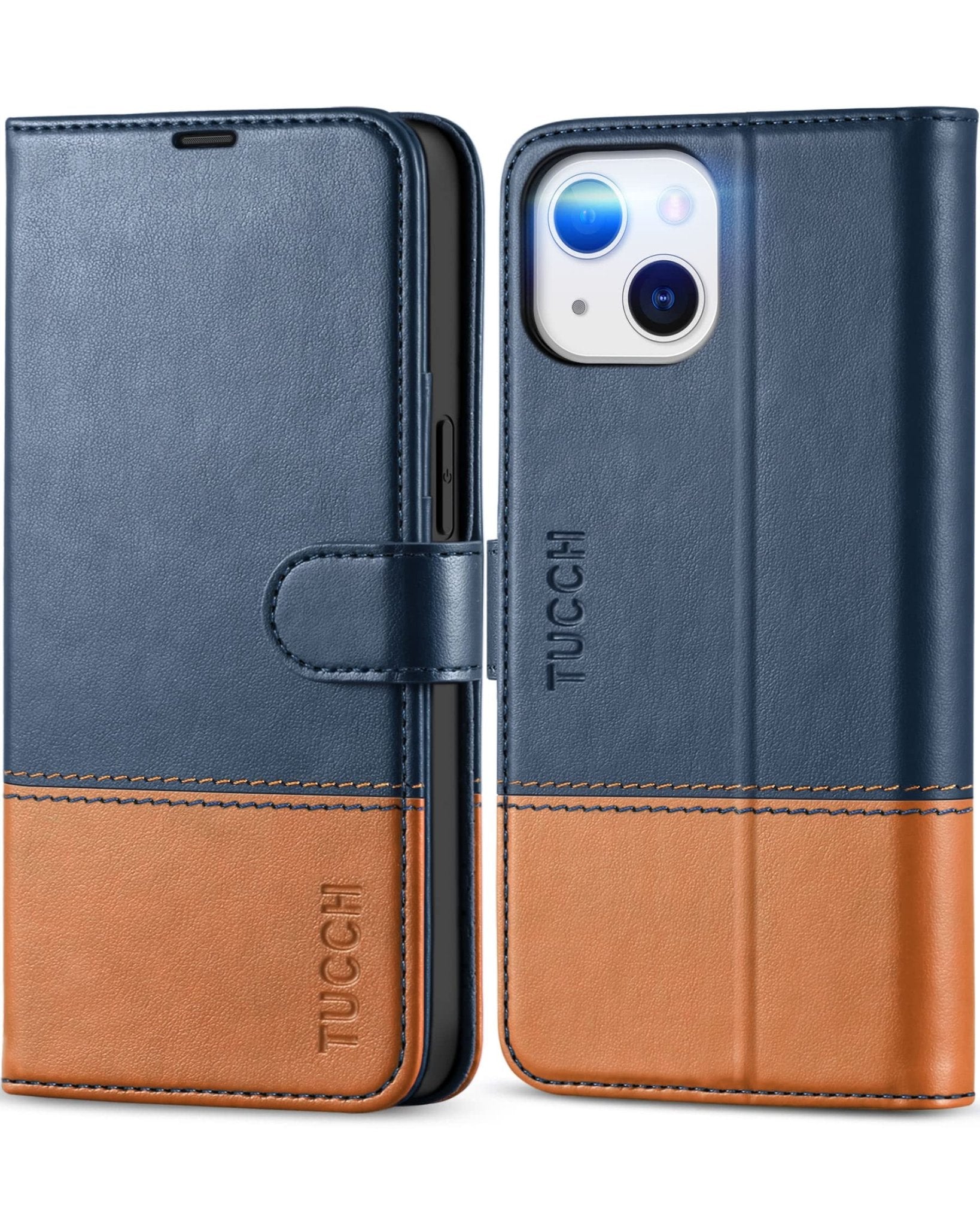 iPhone 13 6.1-inch 5G, [RFID Blocking] Card Slots Holder Stand [Shockproof TPU Interior Case] PU Leather Magnetic Protective Flip Cover Compatible with iPhone 13, Plum Purple