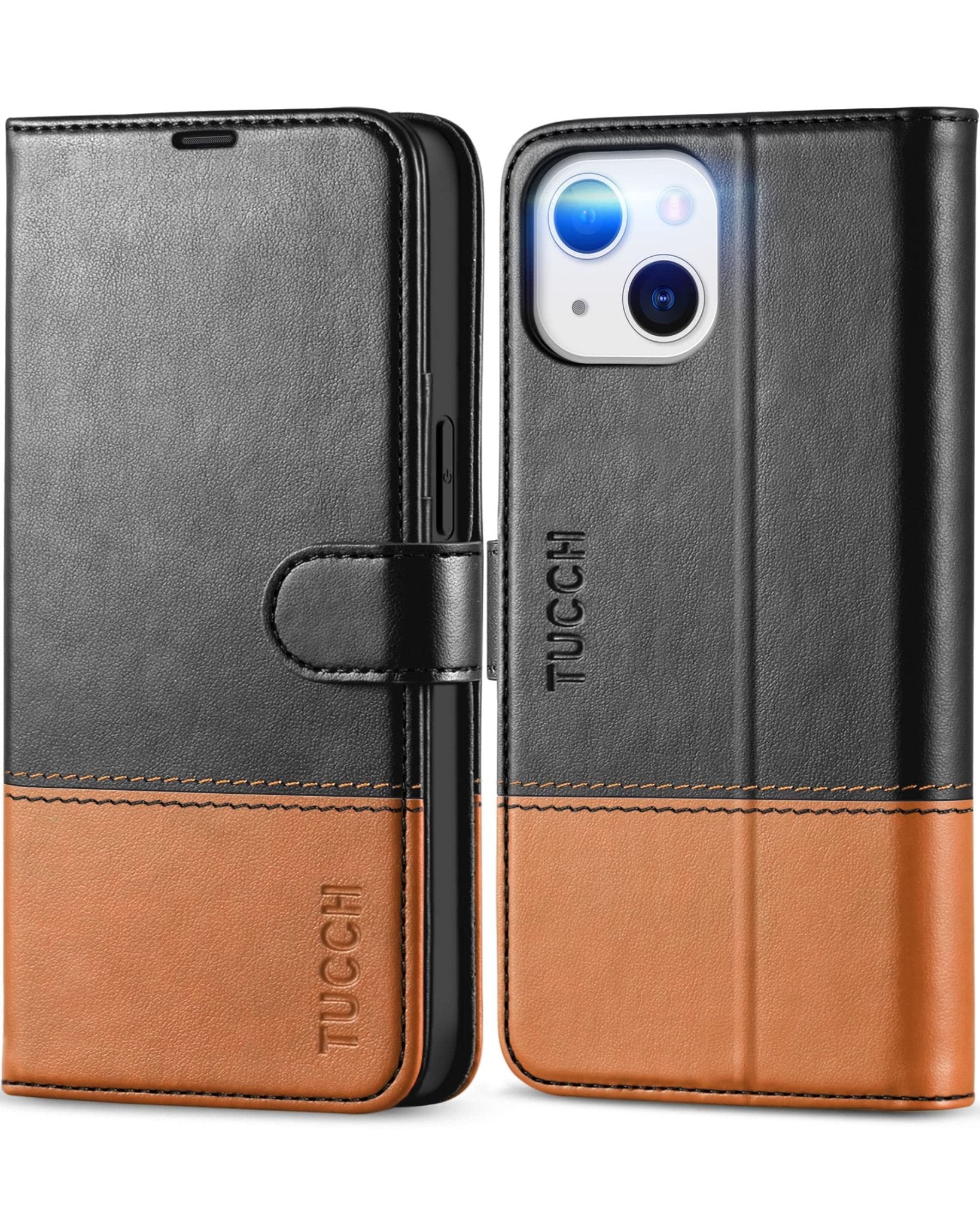 iPhone 13 6.1-inch 5G, [RFID Blocking] Card Slots Holder Stand [Shockproof TPU Interior Case] PU Leather Magnetic Protective Flip Cover Compatible with iPhone 13, Plum Purple