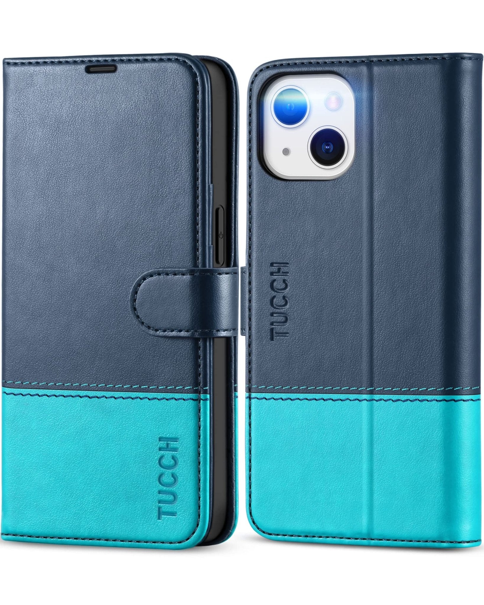 iPhone 13 6.1-inch 5G, [RFID Blocking] Card Slots Holder Stand [Shockproof TPU Interior Case] PU Leather Magnetic Protective Flip Cover Compatible with iPhone 13, Plum Purple