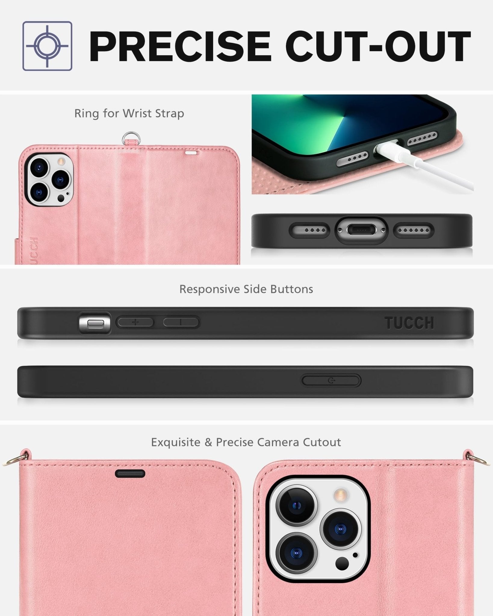 iPhone 13 Pro Max, RFID Blocking, 4 Card Slots, Stand Shockproof TPU Interior Shell, PU Leather Magnetic Flip Cover, Black