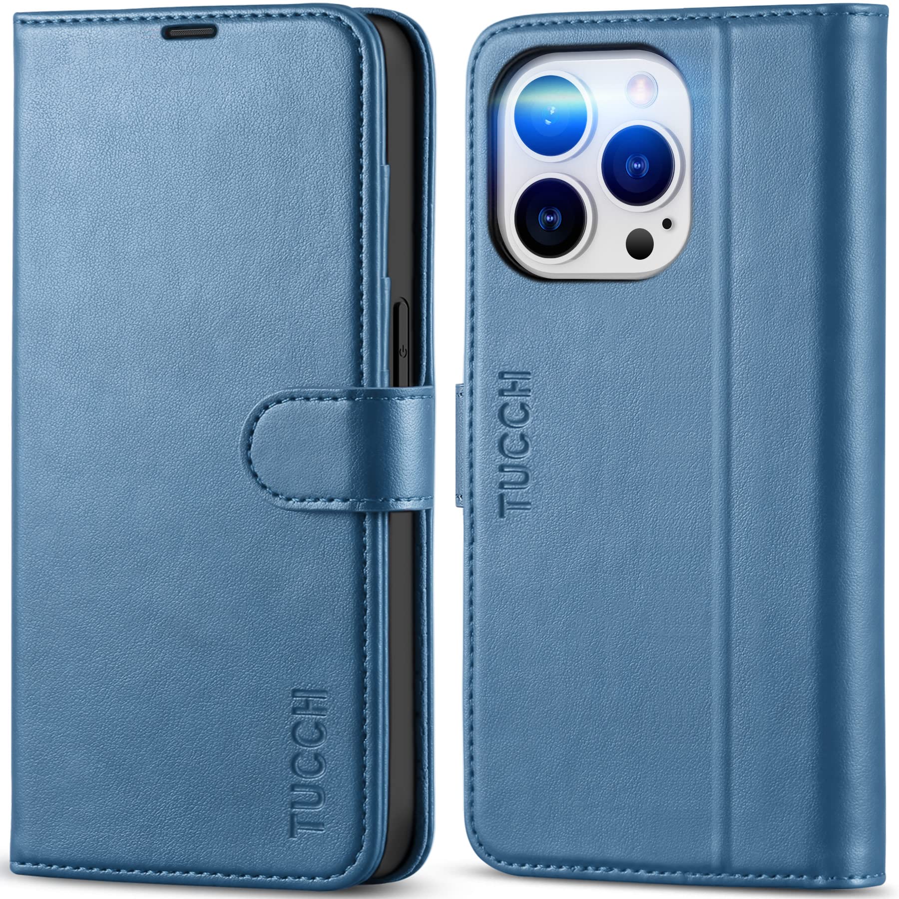 iPhone 14 Pro 5G, [RFID Blocking] 4 Card Holder Stand [Shockproof TPU Interior Case] PU Leather Magnetic Protective Flip Cover Compatible with iPhone 14 Pro 6.1" 2022, Black