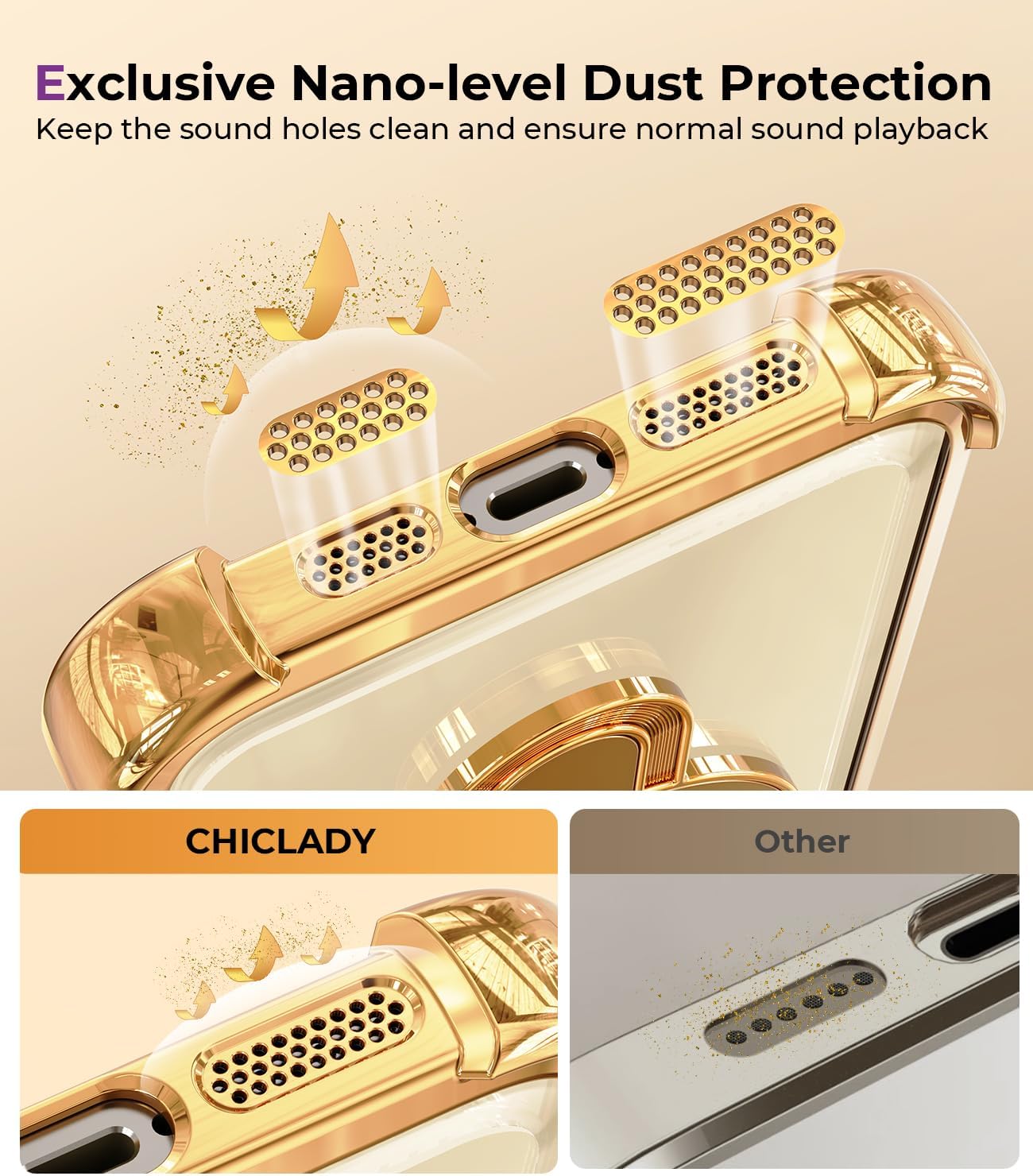 iPhone 14 Pro Max Case with Integrated Lens Protection, [Foldable Stand & Ring Holder], Glossy Shockproof Bumper Stylish Women Case for iPhone 14 Pro Max, Gold