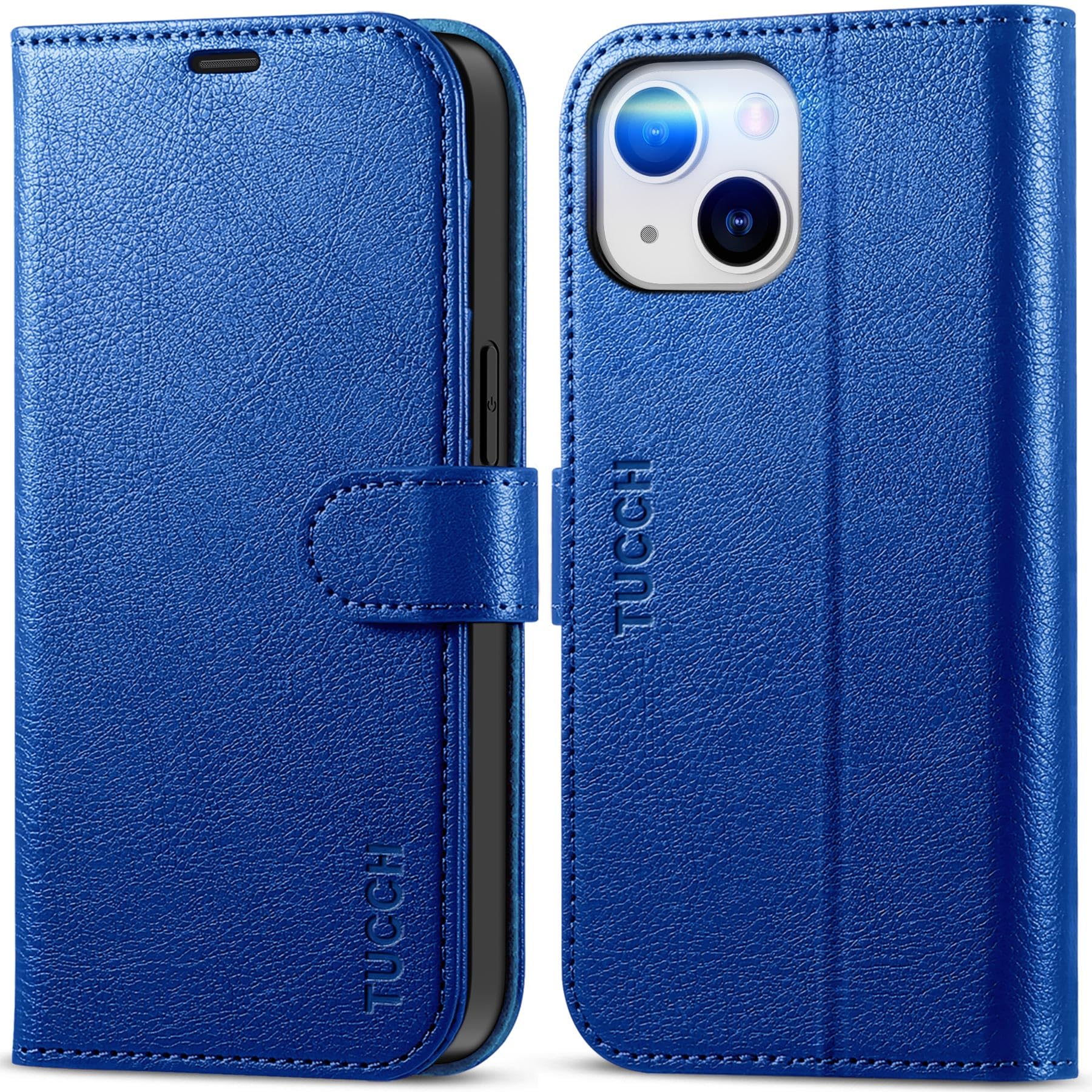 iPhone 14, [RFID Blocking] 4 Card Holder Stand [Shockproof TPU Interior Shell], PU Leather Magnetic Protective Flip Cover 6.1" 2022, Black