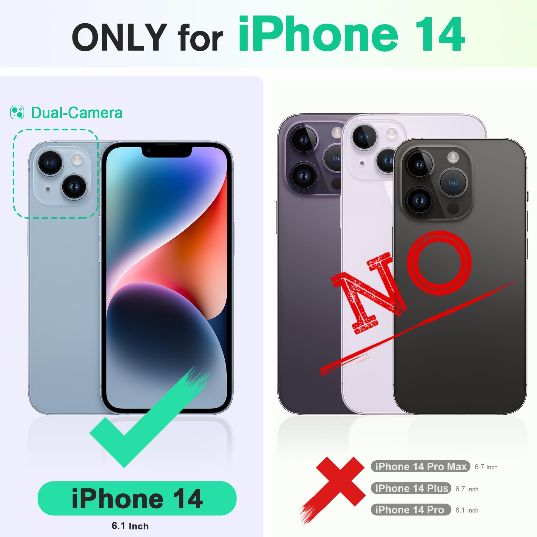 iPhone 14, [RFID Blocking] 4 Card Holder Stand [Shockproof TPU Interior Shell], PU Leather Magnetic Protective Flip Cover 6.1" 2022, Black