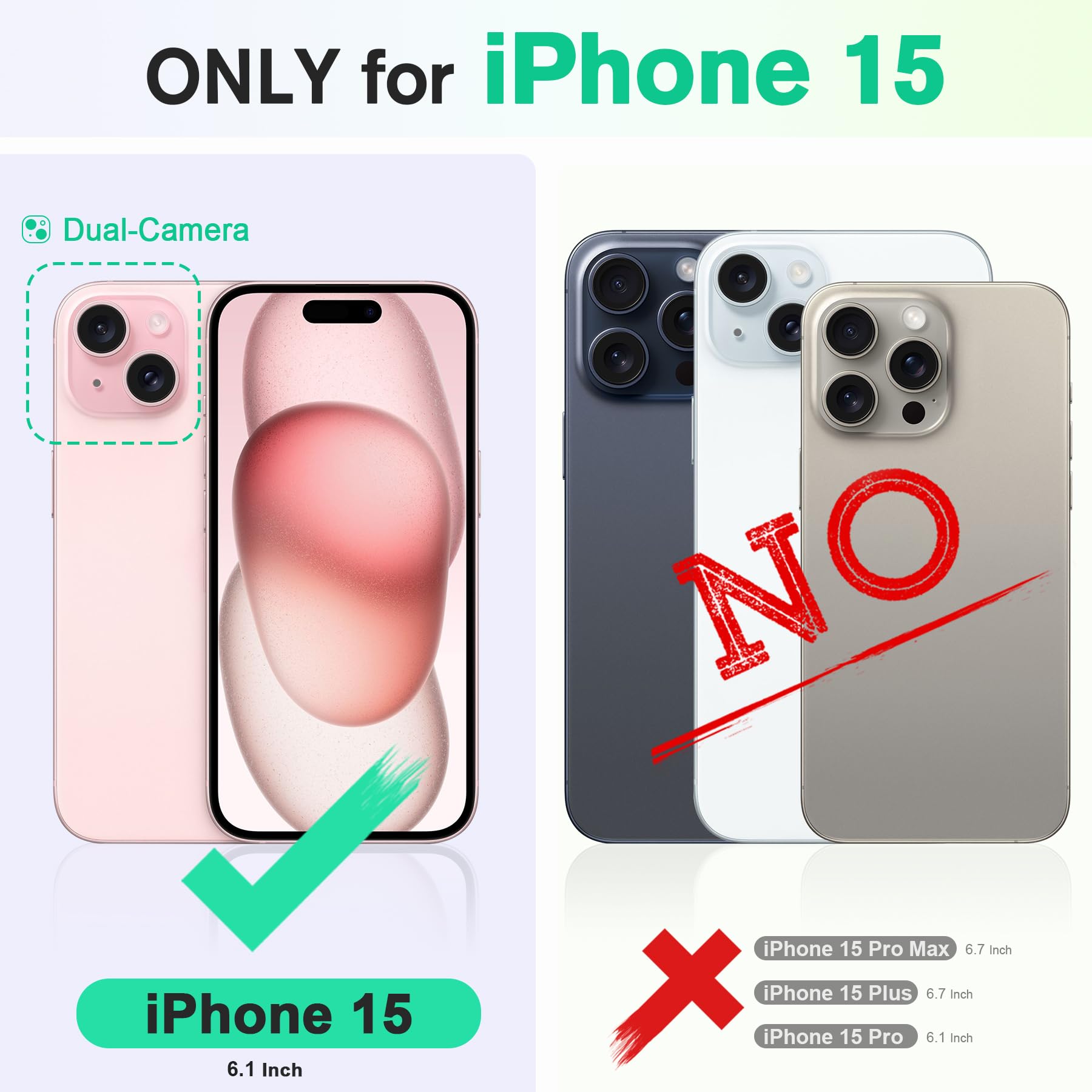 iPhone 15 6.1", Kickstand PU Leather [RFID Blocking] 4 Card Holder Magnetic Stand Protective Cover [TPU Shockproof Inner Shell] 5G 2023, Black