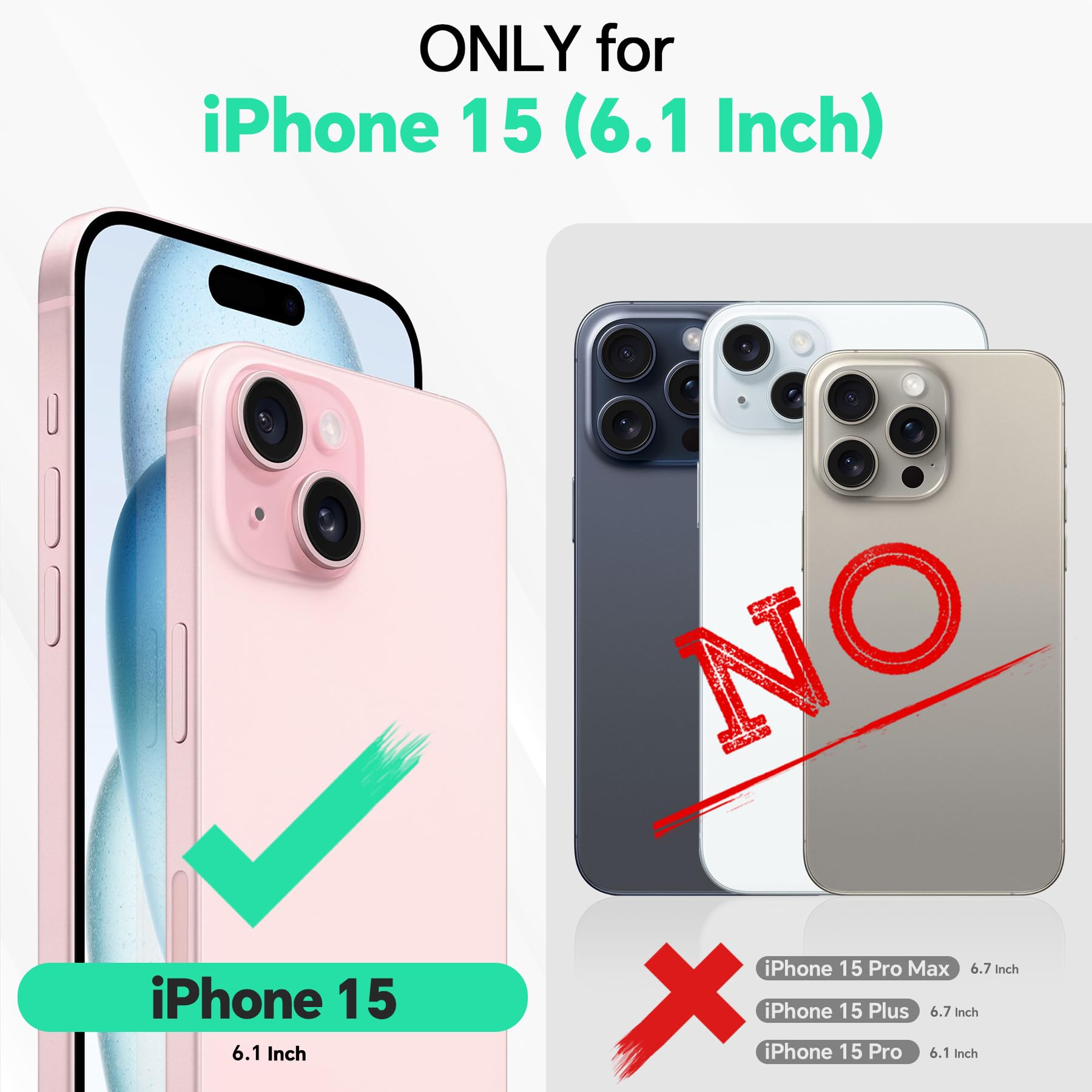 iPhone 15 6.1", Kickstand PU Leather [RFID Blocking] 4 Card Holder Magnetic Stand Protective Cover [TPU Shockproof Inner Shell] 5G 2023, Black