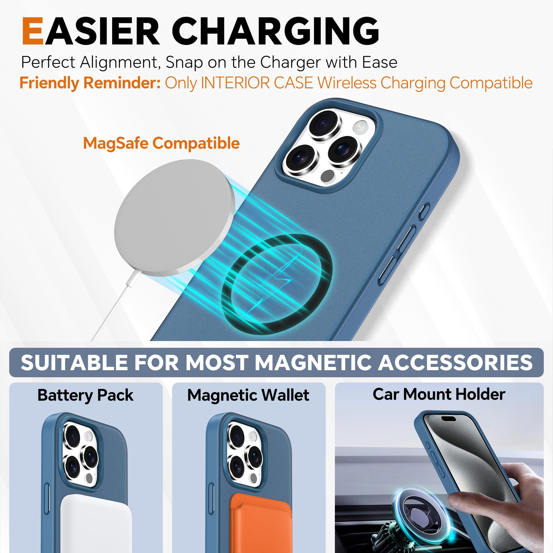 iPhone 15 Pro Max, RFID Blocking 4 Card Holder Kickstand Shockproof TPU Inner Case, PU Leather Magnetic Flip Folio Cover, Black