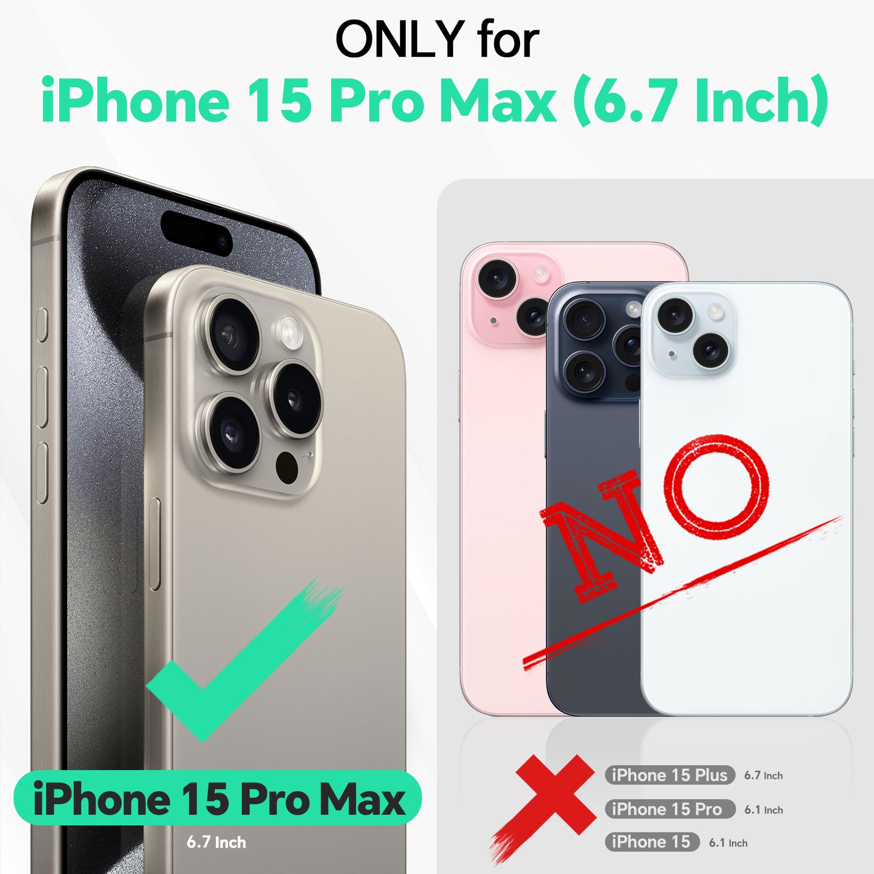 iPhone 15 Pro Max, RFID Blocking 4 Card Holder Kickstand Shockproof TPU Inner Case, PU Leather Magnetic Flip Folio Cover, Black