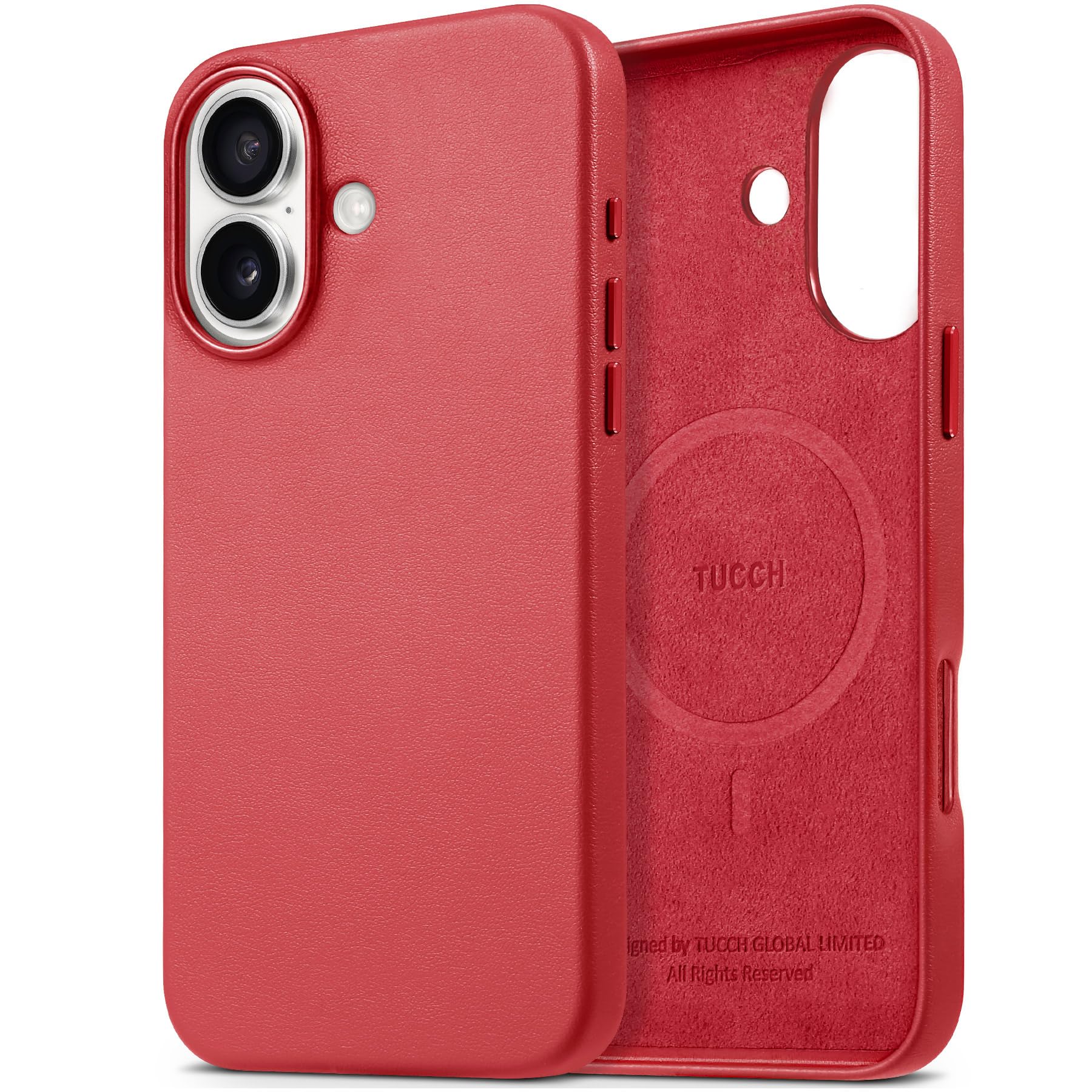 iPhone 16 Pro Max, Magnetic Slim Case [Wireless Charging] Shockproof Anti-Slip Protective Phone Cover[Anti-Fingerprint] Compatible with iPhone 16 Pro Max 6.9", Raspberry Red