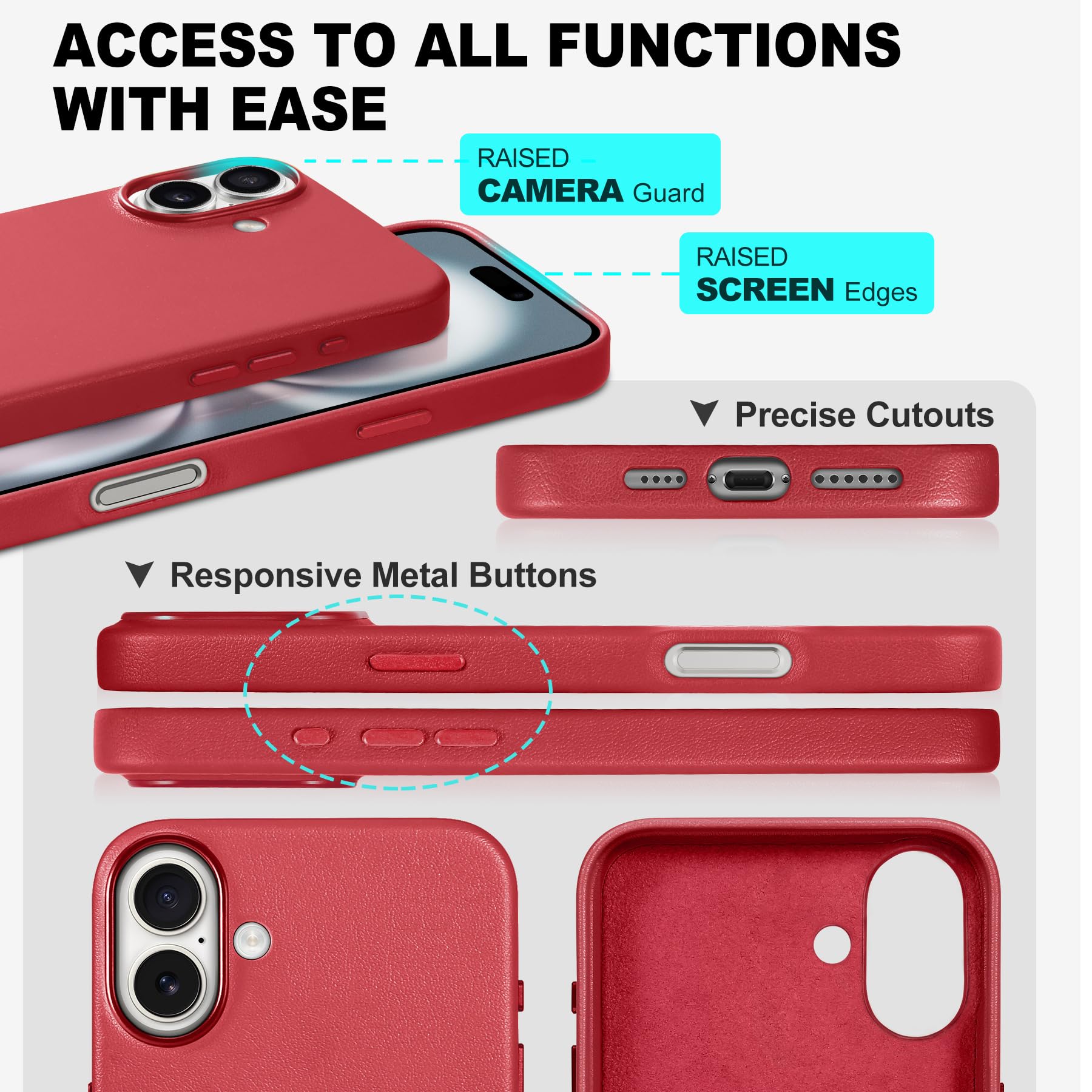 iPhone 16 Pro Max, Magnetic Slim Case [Wireless Charging] Shockproof Anti-Slip Protective Phone Cover[Anti-Fingerprint] Compatible with iPhone 16 Pro Max 6.9", Raspberry Red