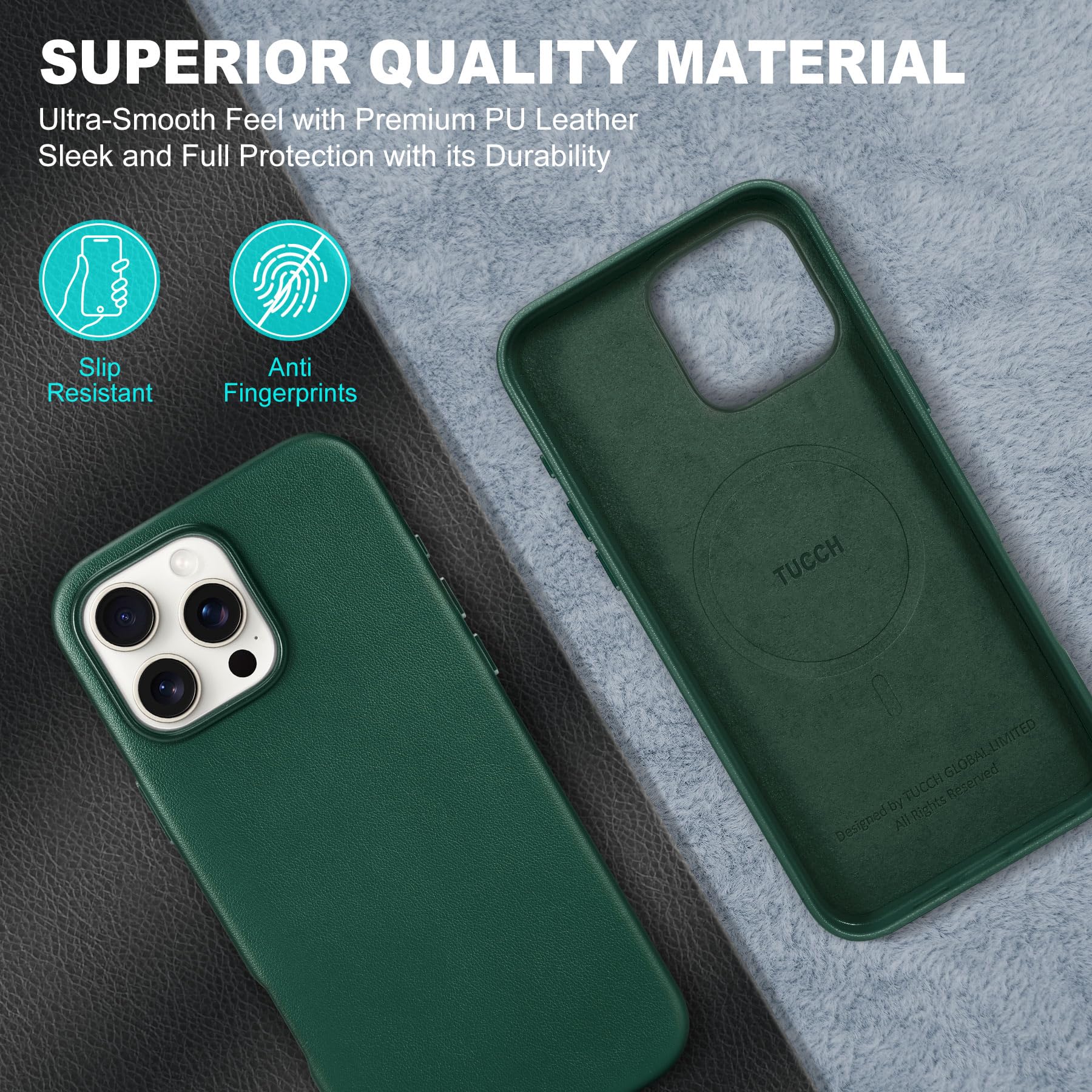 iPhone 16 Pro Max, Magnetic Slim Case [Wireless Charging] Shockproof Anti-Slip Protective Phone Cover[Anti-Fingerprint] Compatible with iPhone 16 Pro Max 6.9", Raspberry Red