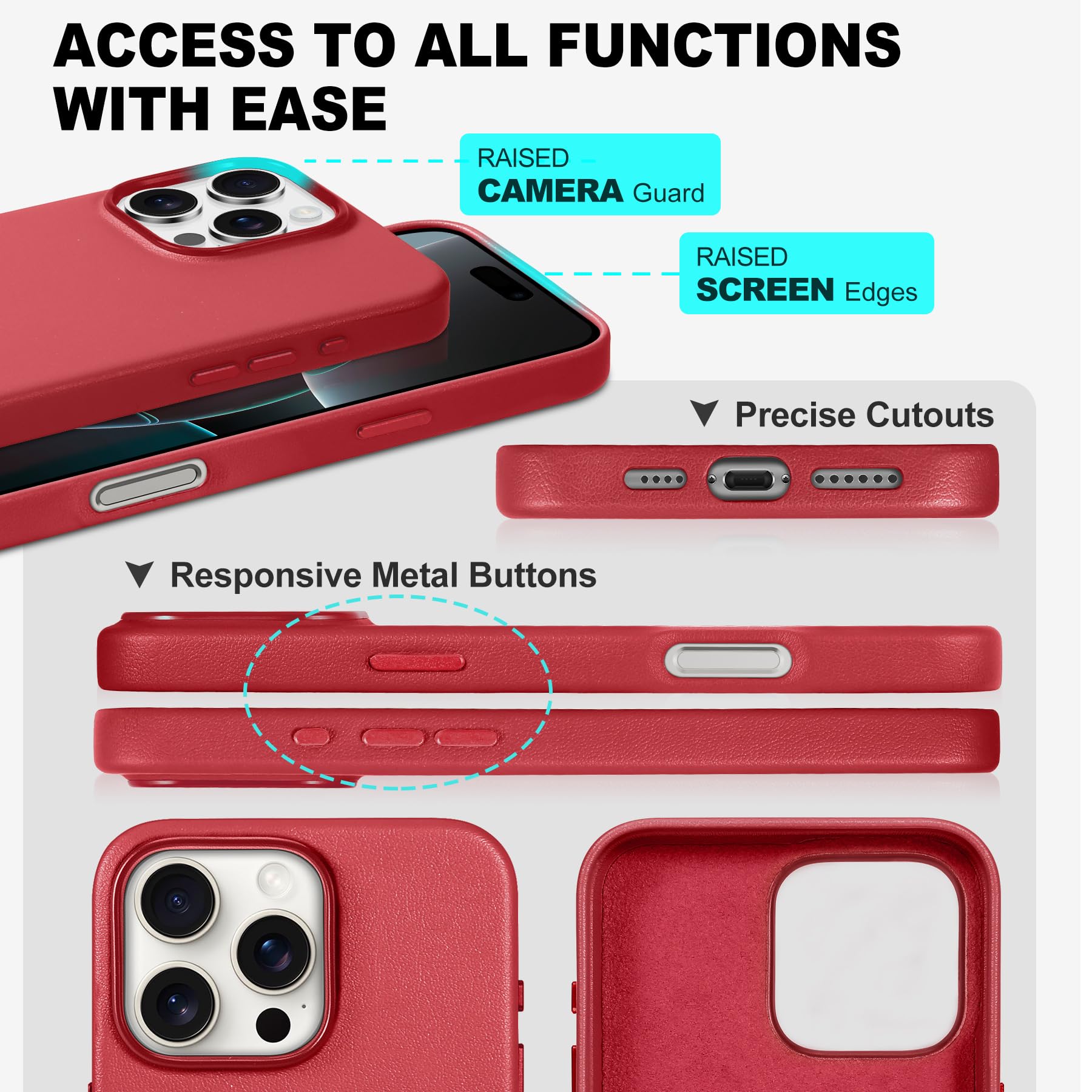 iPhone 16 Pro Max, Magnetic Slim Case [Wireless Charging] Shockproof Anti-Slip Protective Phone Cover[Anti-Fingerprint] Compatible with iPhone 16 Pro Max 6.9", Raspberry Red