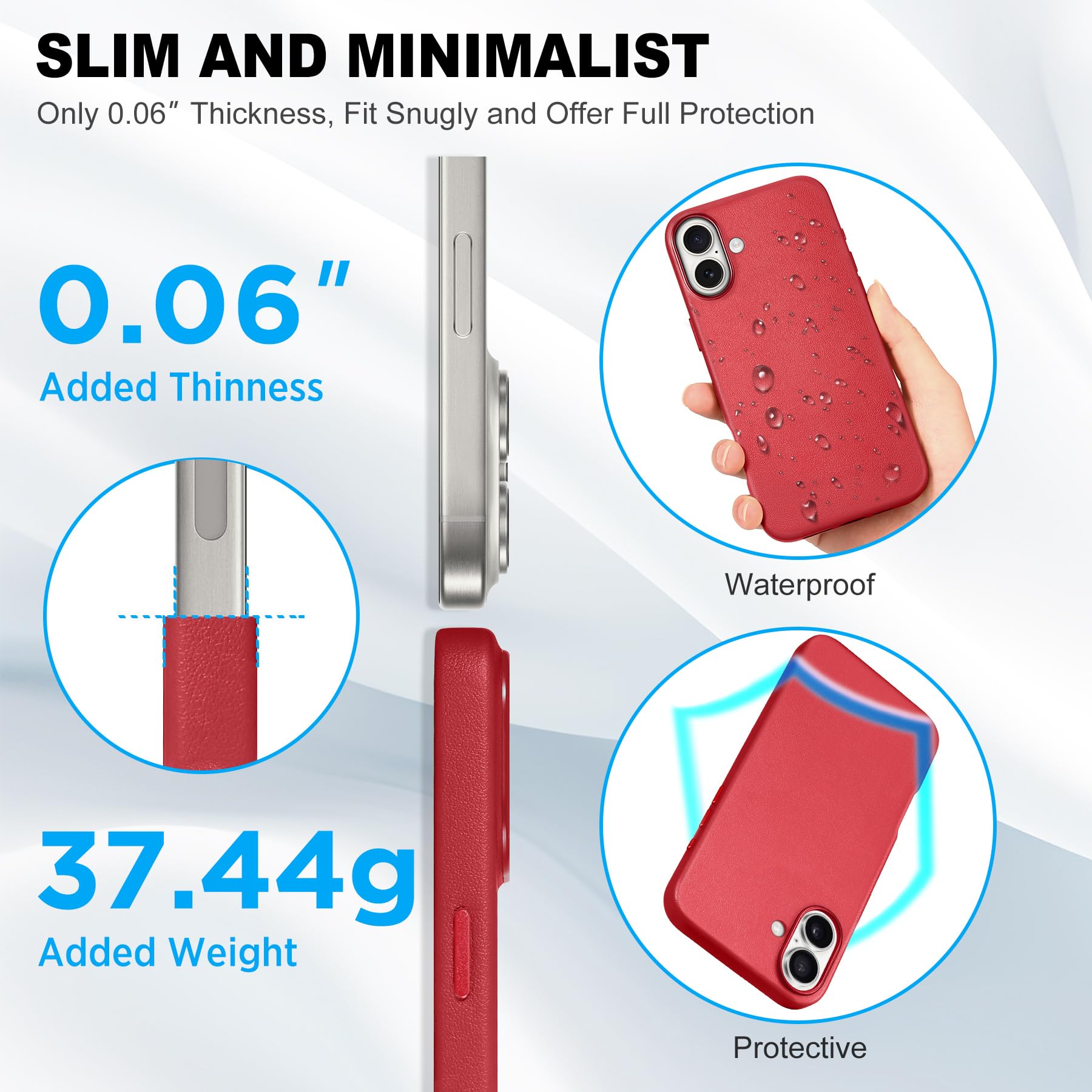 iPhone 16 Pro Max, Magnetic Slim Case [Wireless Charging] Shockproof Anti-Slip Protective Phone Cover[Anti-Fingerprint] Compatible with iPhone 16 Pro Max 6.9", Raspberry Red