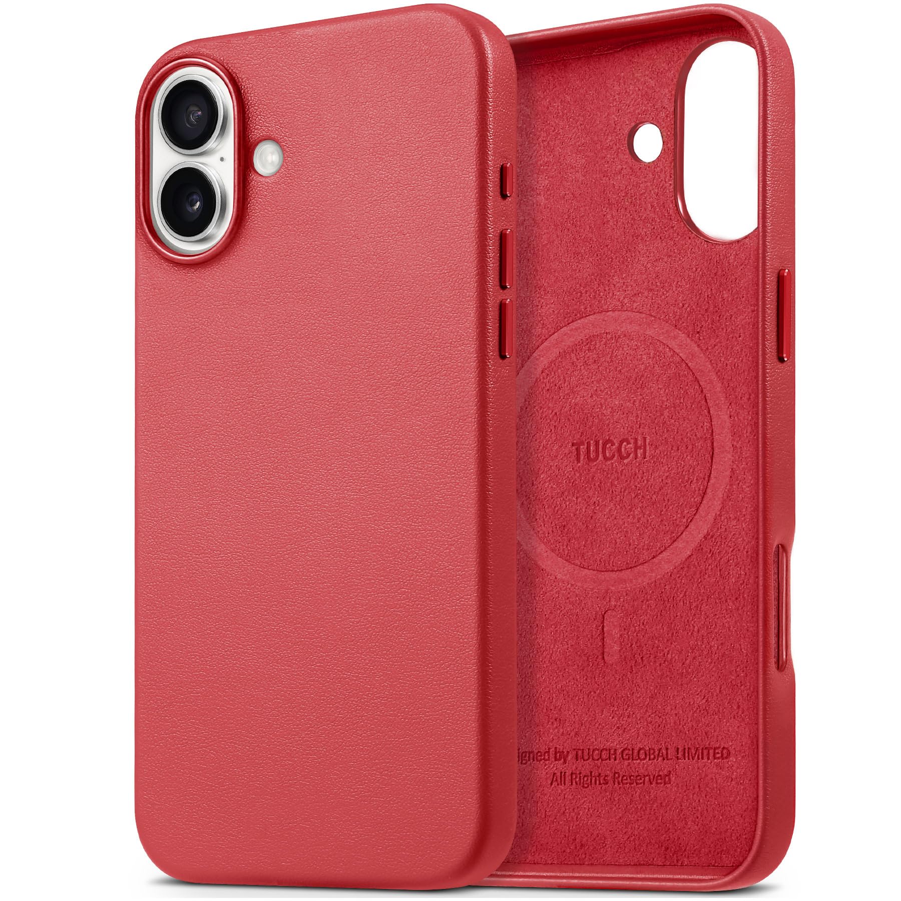 iPhone 16 Pro Max, Magnetic Slim Case [Wireless Charging] Shockproof Anti-Slip Protective Phone Cover[Anti-Fingerprint] Compatible with iPhone 16 Pro Max 6.9", Raspberry Red